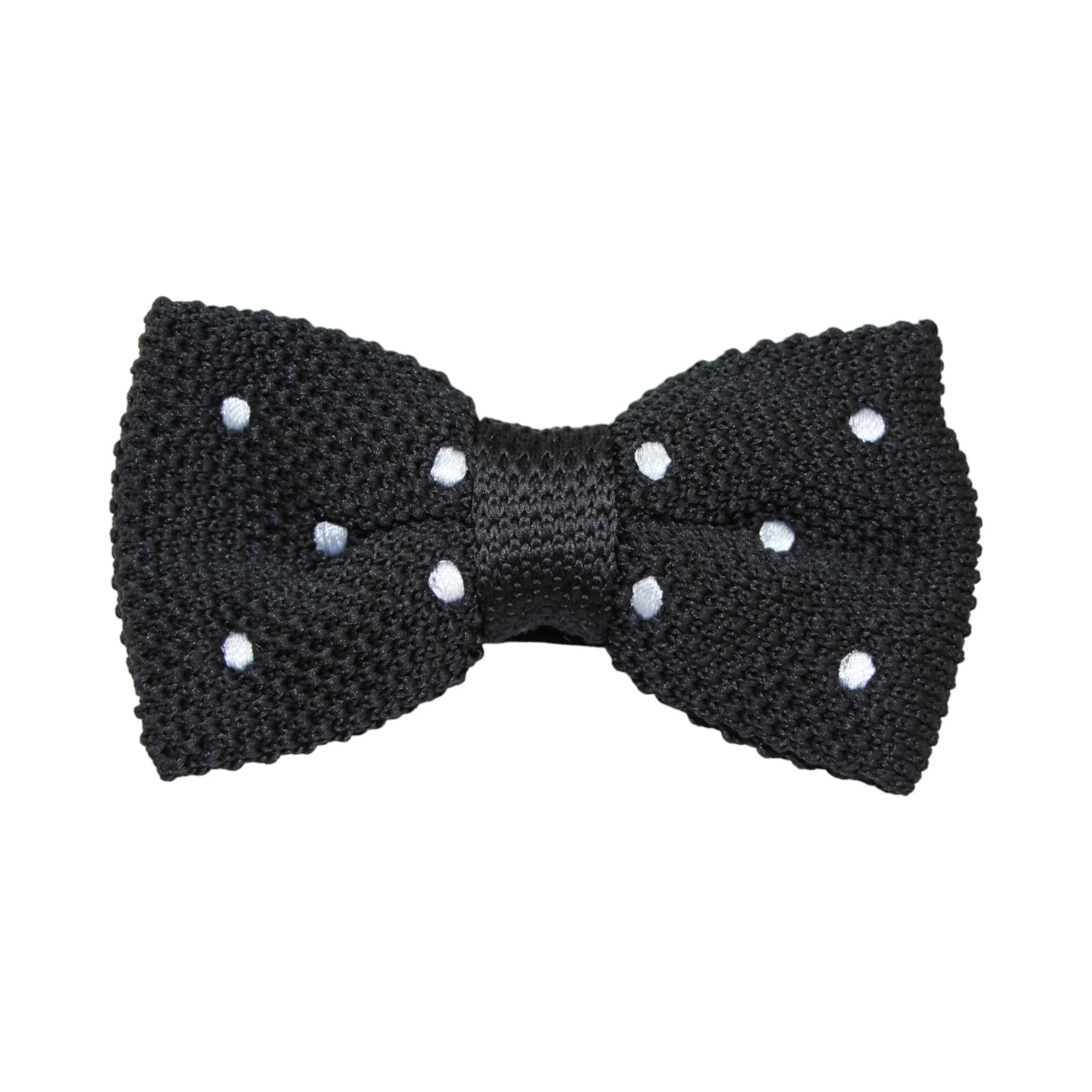 1 Zasel Mens Black With White Polka Dots Knitted Bow Tie - Multi, 1 of 4