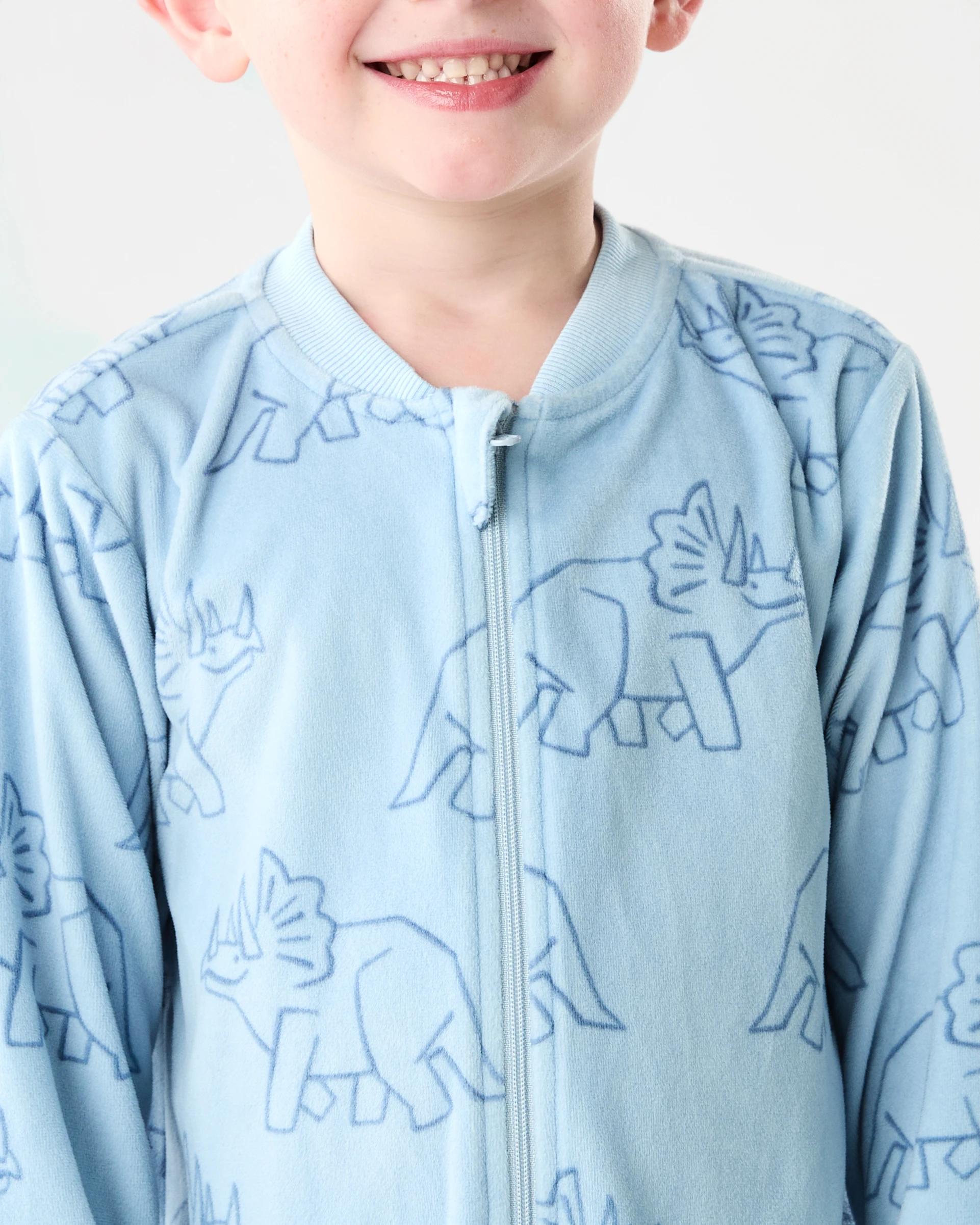 5 Fleece All-in-One Sleepsuit Blu Dino, 5 of 9