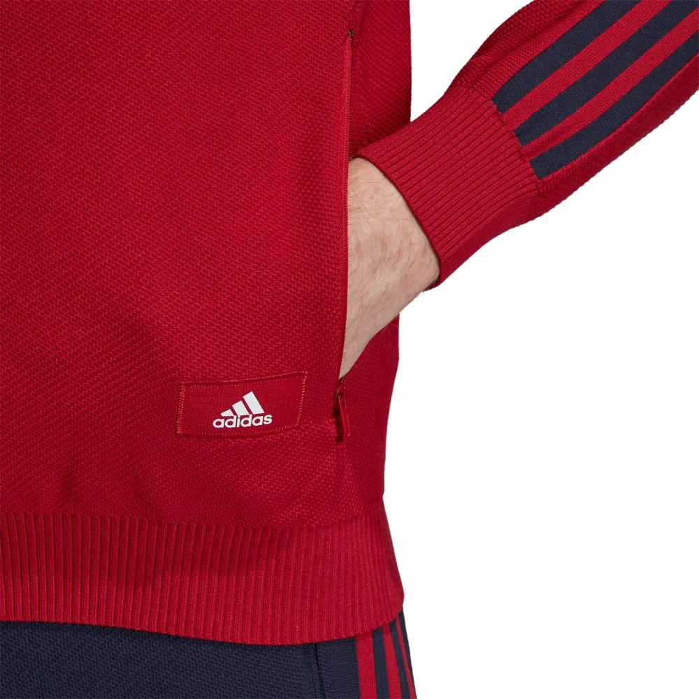 8 Adidas Mens Red/Blue Id Knit Track Comfy Casual Top Jumper RED/BLUE, 8 of 9