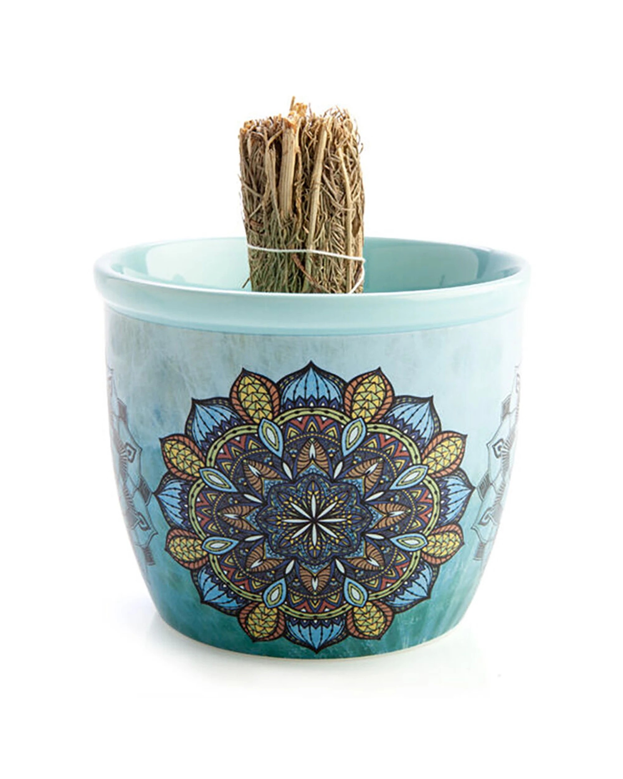 5 MDI Smudge Bowl Sage & Incense Burner Ceramic Mandala 12.5x10.5cm - Blue, 5 of 5