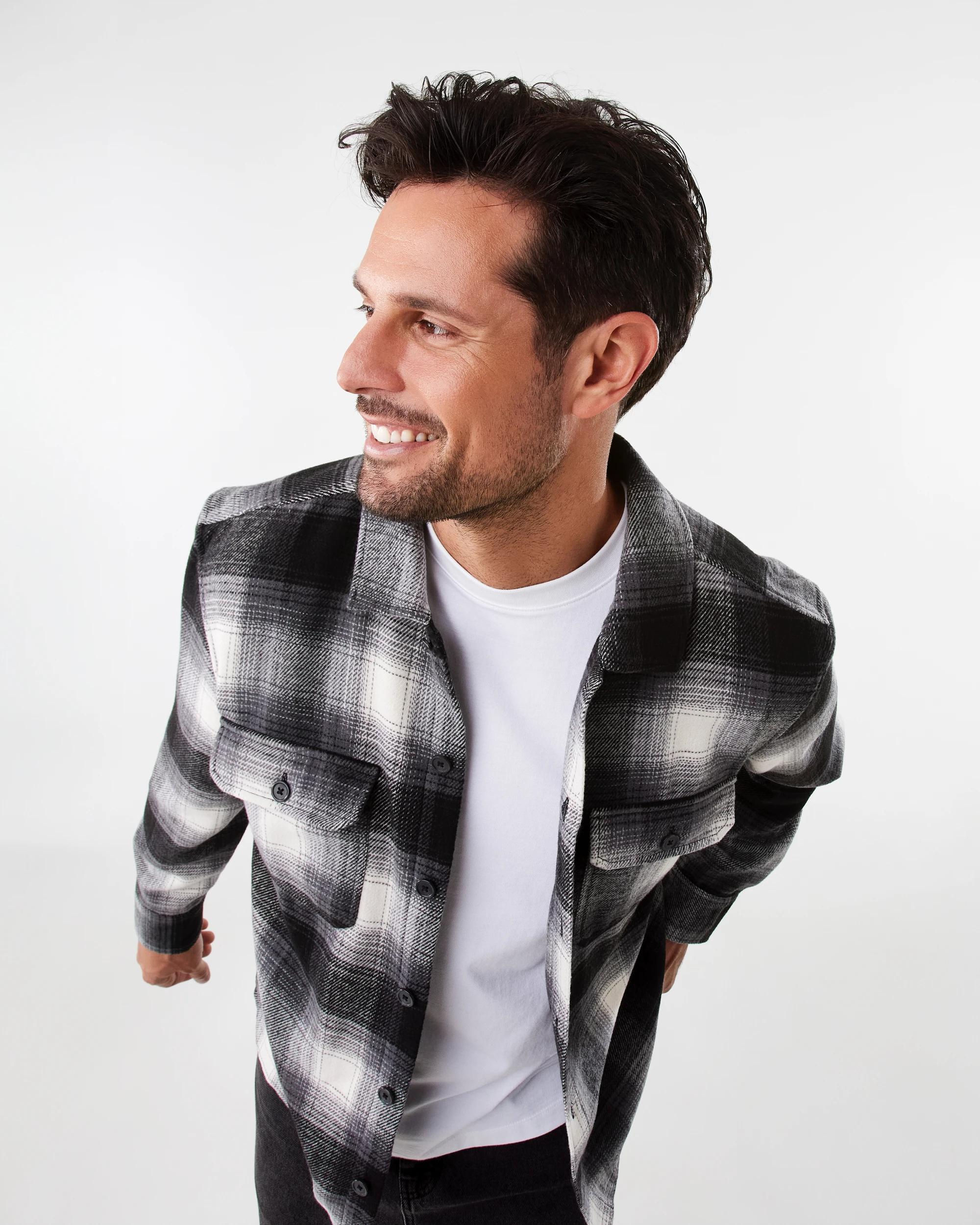 5 Long Sleeve Check Overshirt Blk Check, 5 of 9