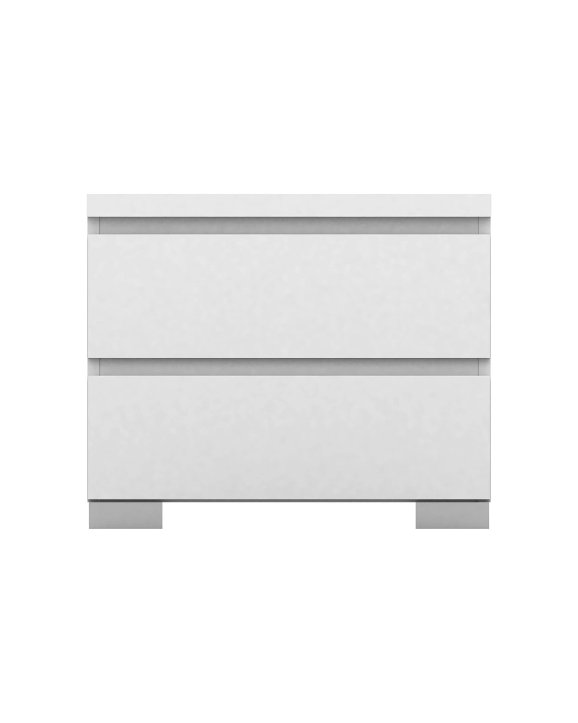 1 Alpine Bay Elara 2 Drawer High Gloss Bedside Table Decor Storage Furniture 55x39x45.5cm - White, 1 of 5