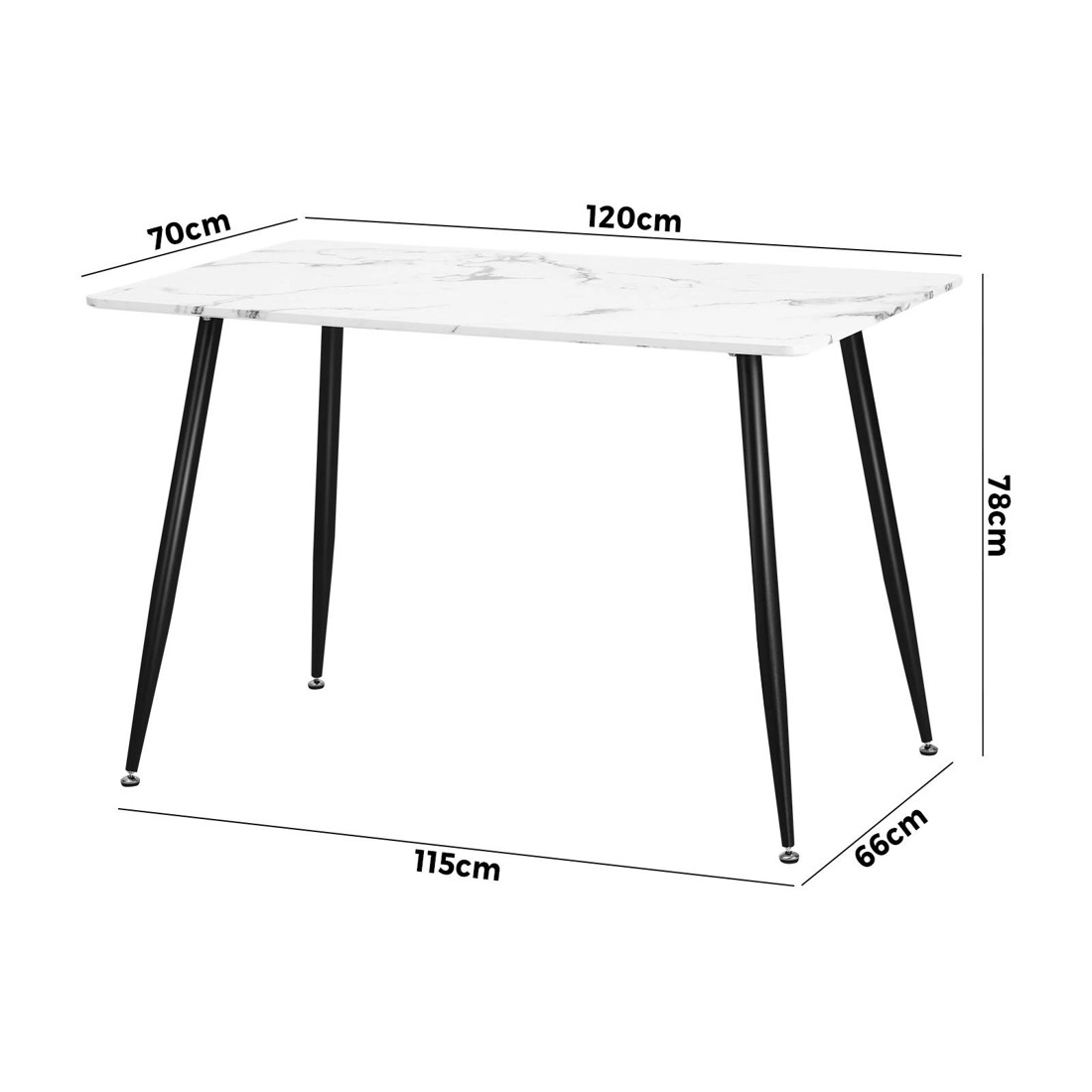 8 Oikiture 120cm Dining Table Rectangle Wooden Table With Marble Effect Metal Legs
 - Multi, 8 of 8