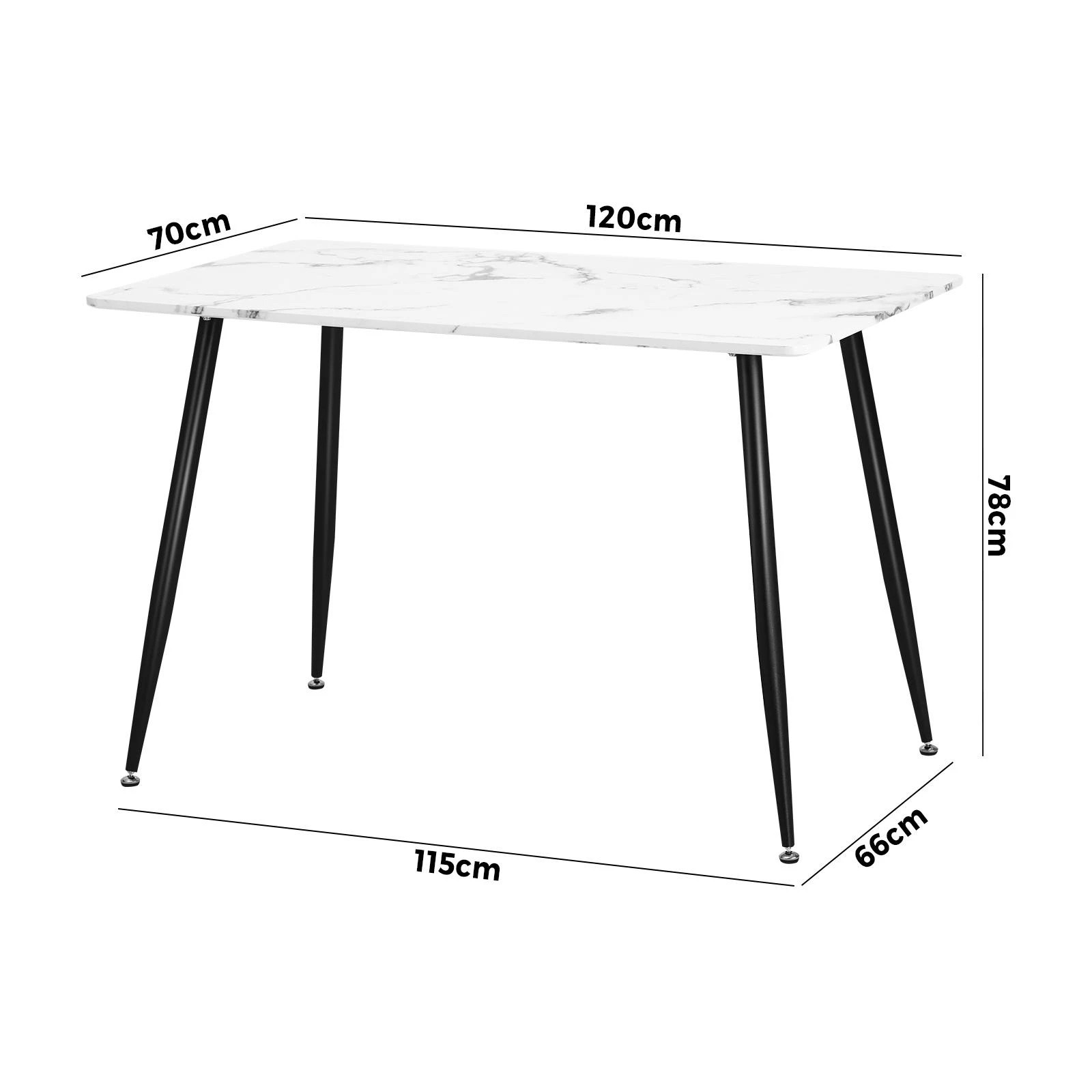 8 Oikiture 120cm Dining Table Rectangle Wooden Table With Marble Effect Metal Legs
 - Multi, 8 of 8