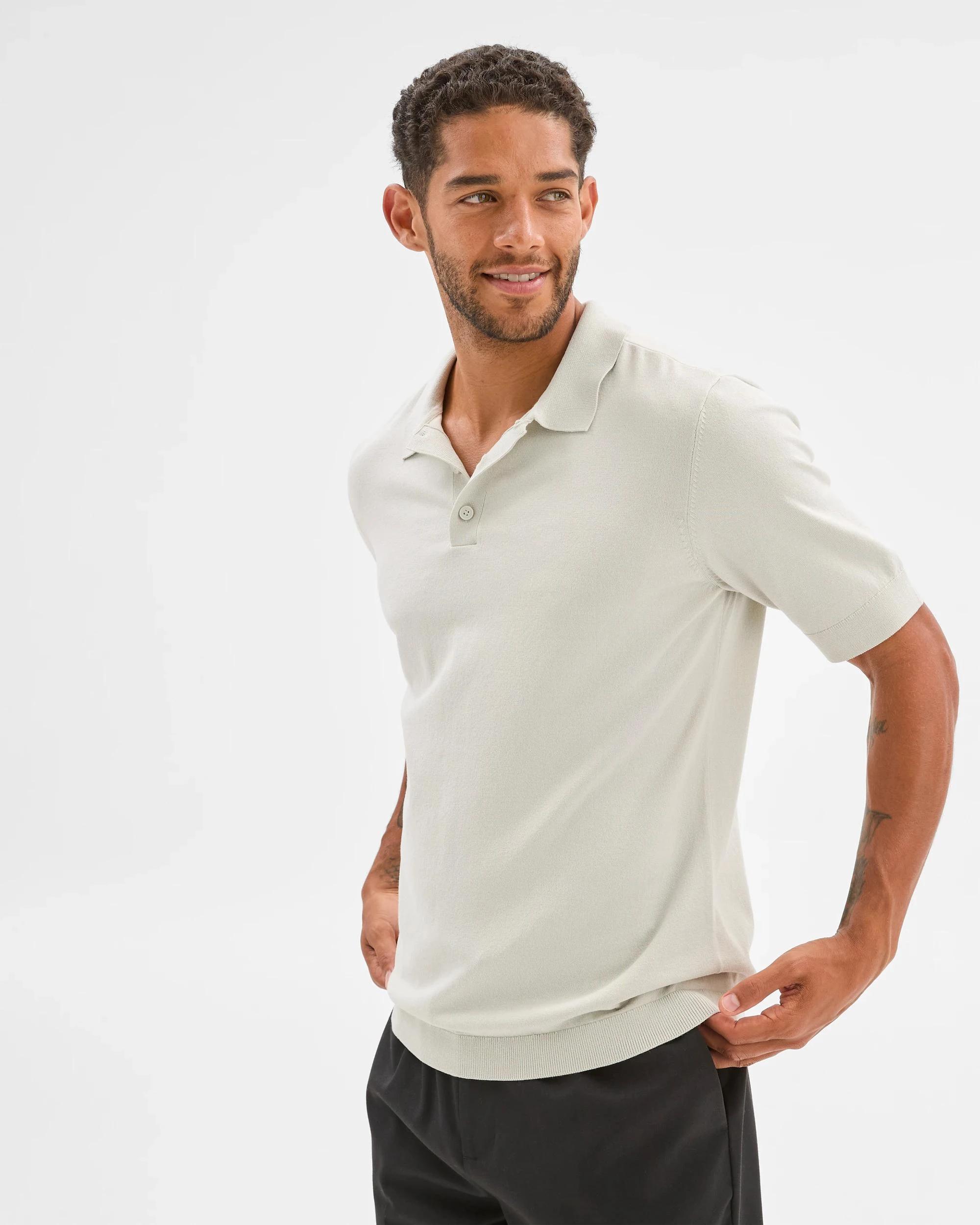 3 Preview Knit Polo Top ECRU, 3 of 6