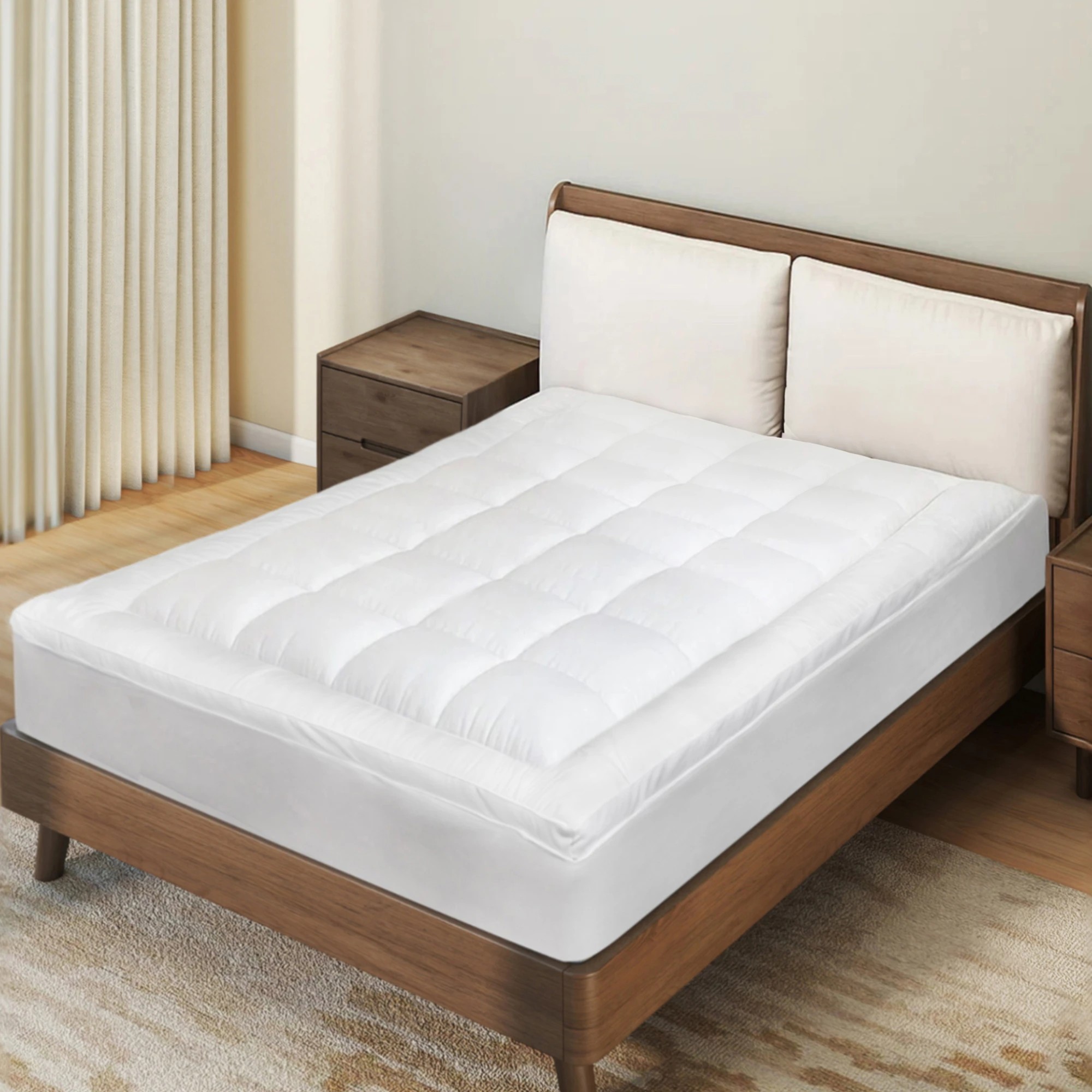 8 Dreamz Bedding Mattress Topper Pillowtop Cover Protector Machine Washable Single, 8 of 9