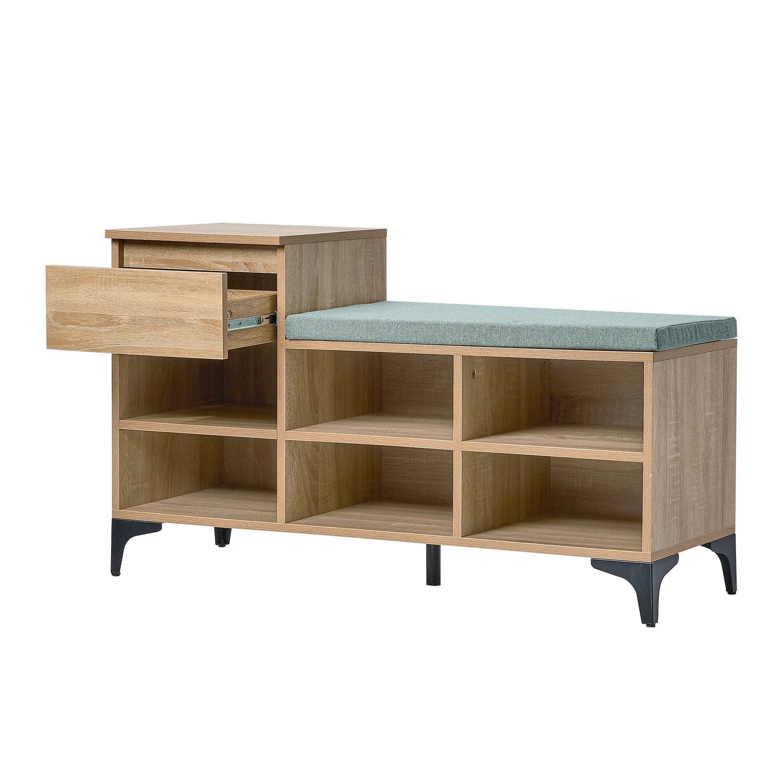 6 Oikiture Shoe Cabinet Bench Storage Organiser Drawer 6 Shelves Polyester Seat
 - Multi, 6 of 8