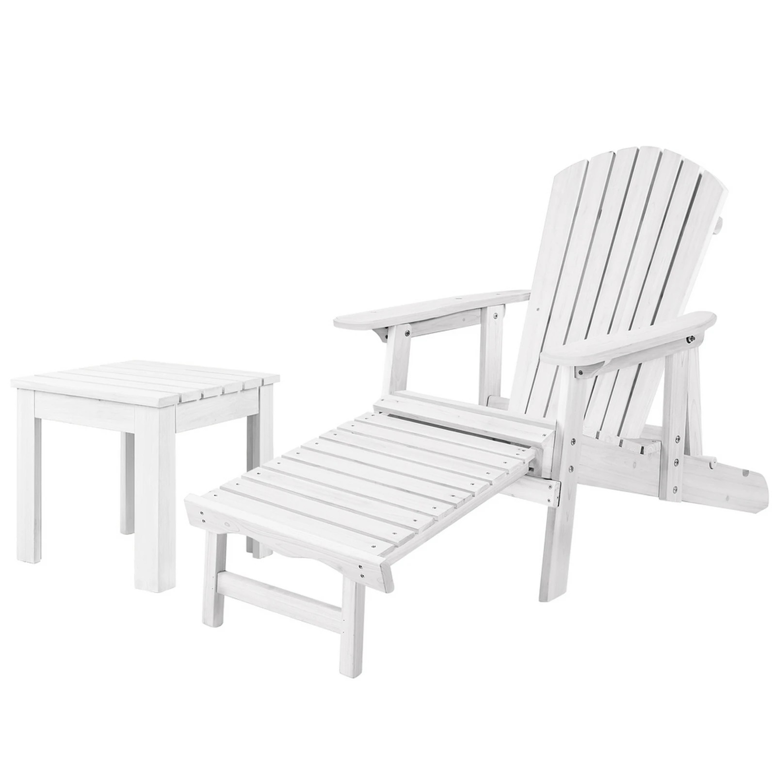 1 Alfordson Adirondack Chair Table 2PCS Set Outdoor Furniture w/ Ottoman - White, 1 of 10
