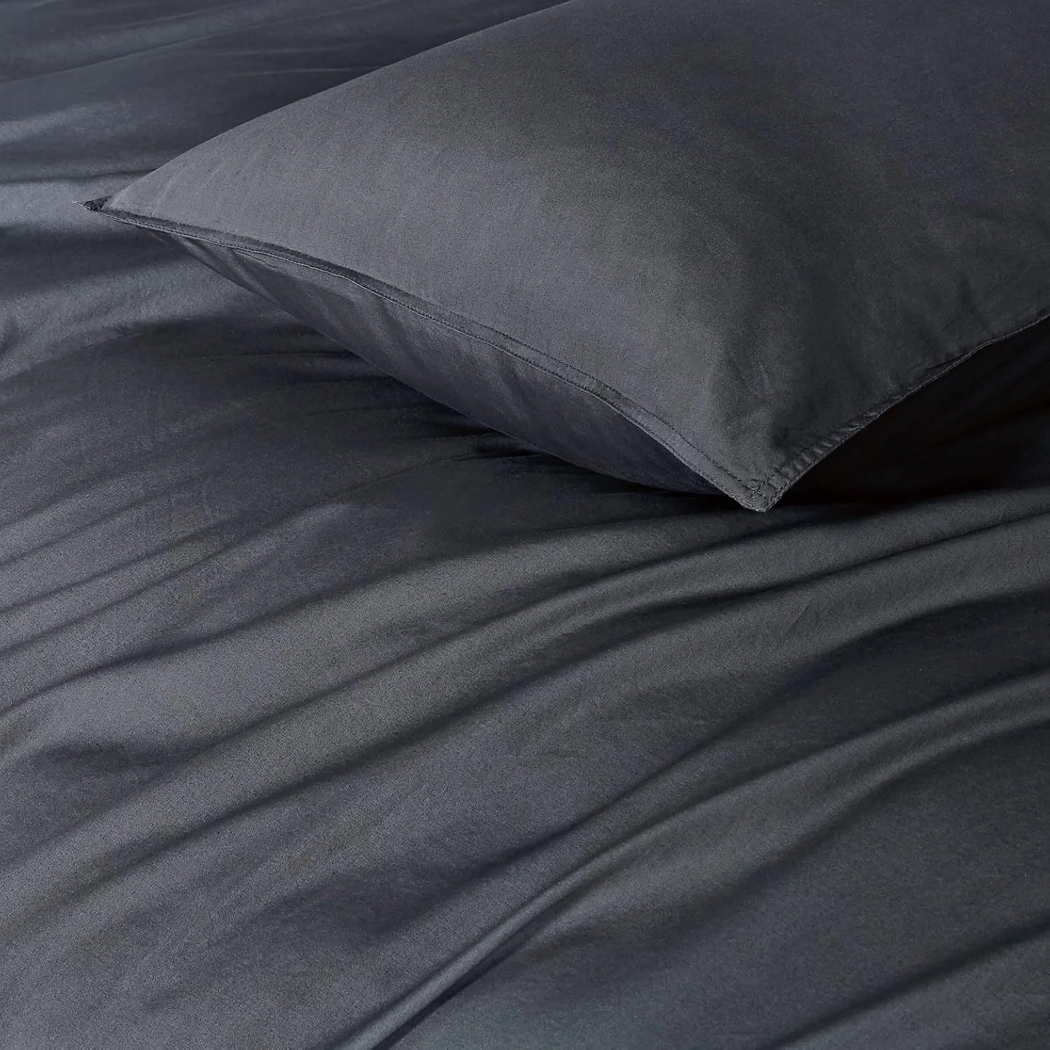 3 Gioia Casa Vintage Washed Cotton Quilt Cover Set Soft Breathable - Queen Bed - Charcoal, 3 of 4
