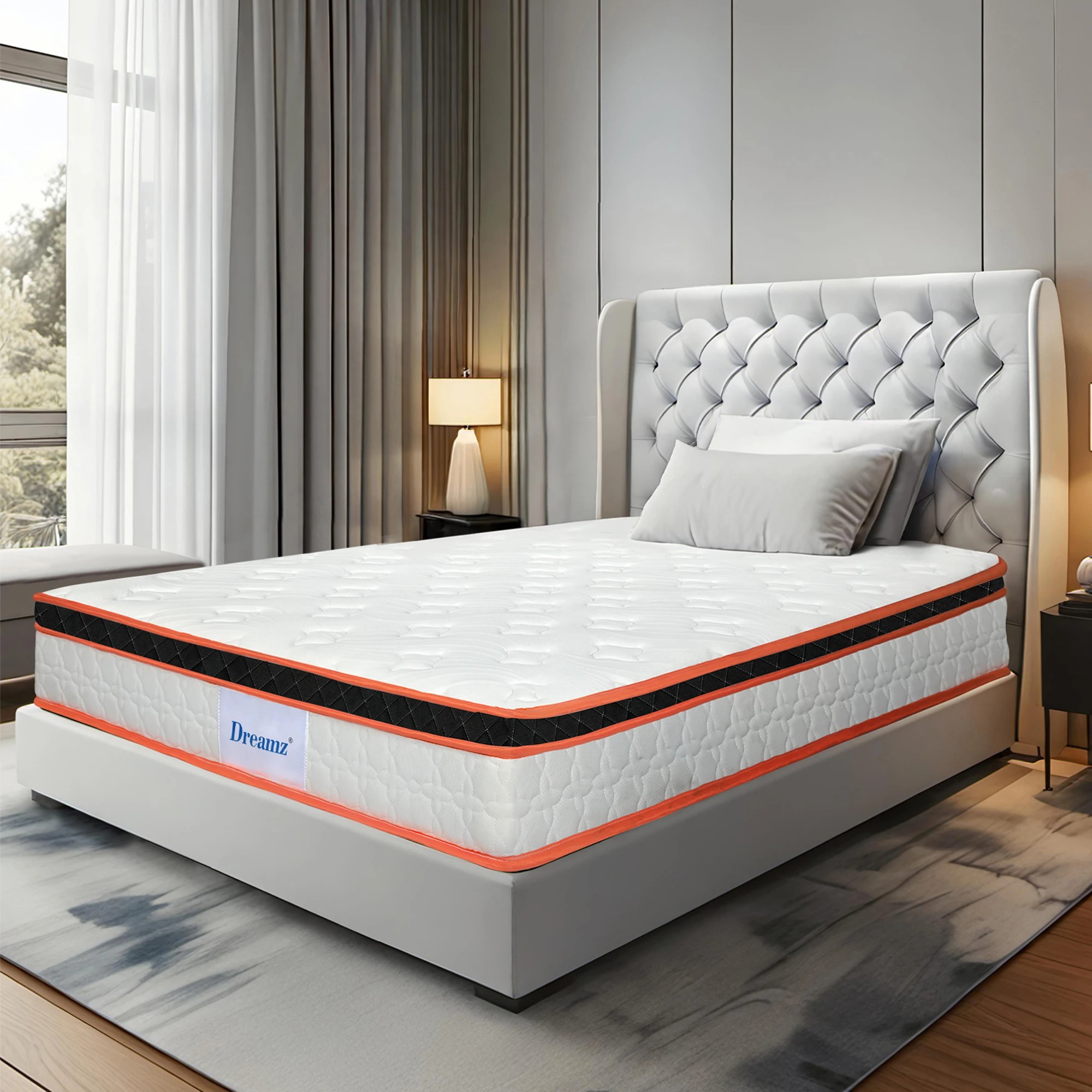 8 Dreamz Spring Mattress 7 Zone Pocket Medium Firm Memory Foam 26cm King Single, 8 of 9