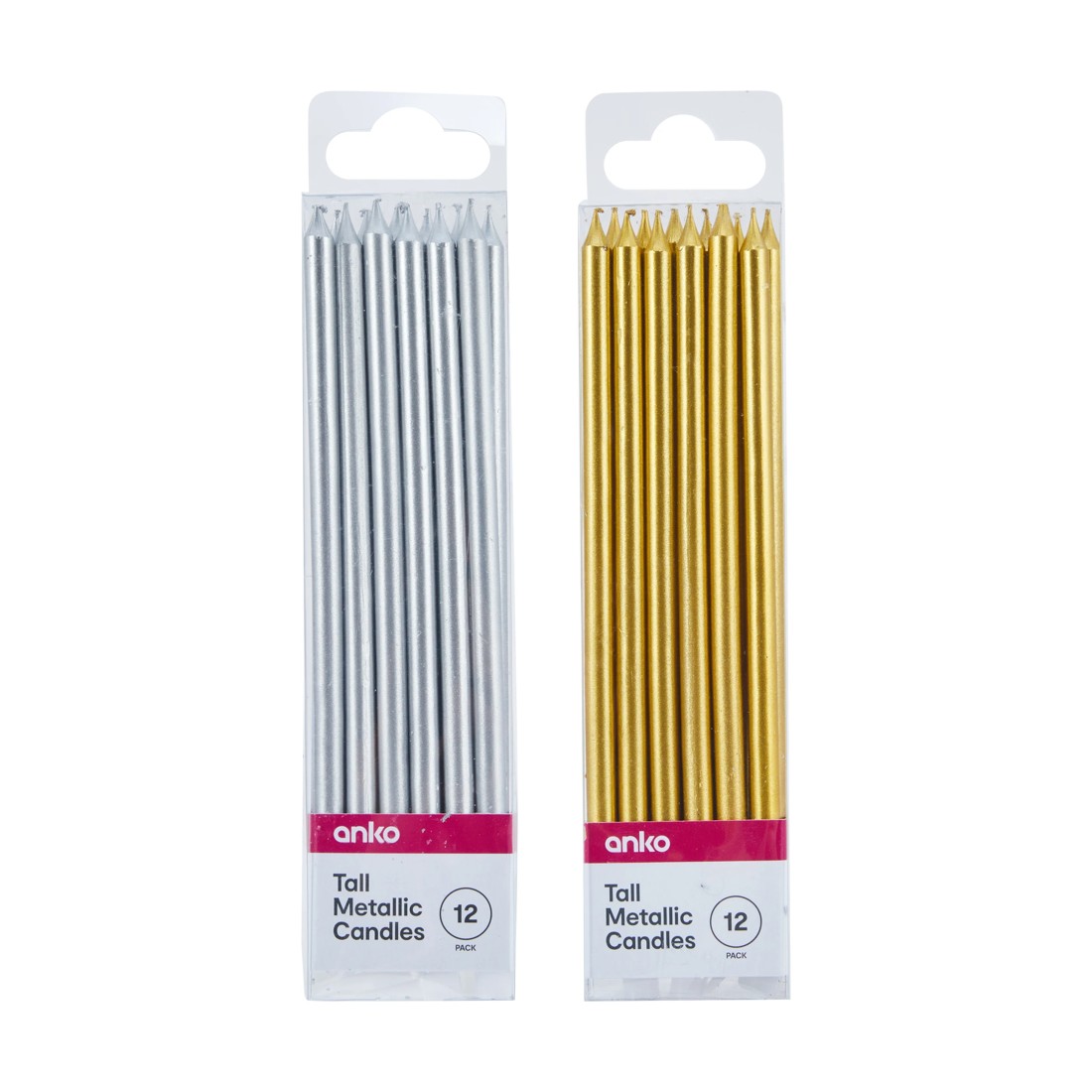 3 12 Pack Tall Metallic Candles, 3 of 3