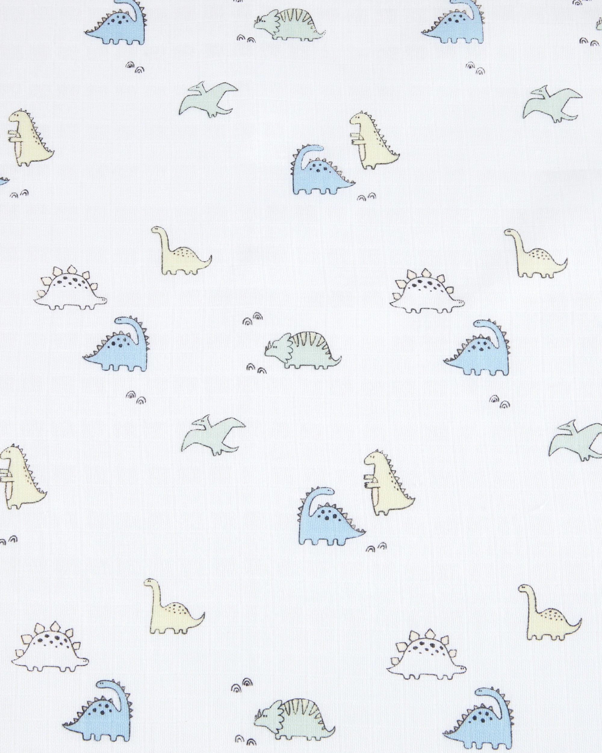 5 3 Pack Organic Cotton Muslin Wraps - Dino, 5 of 7