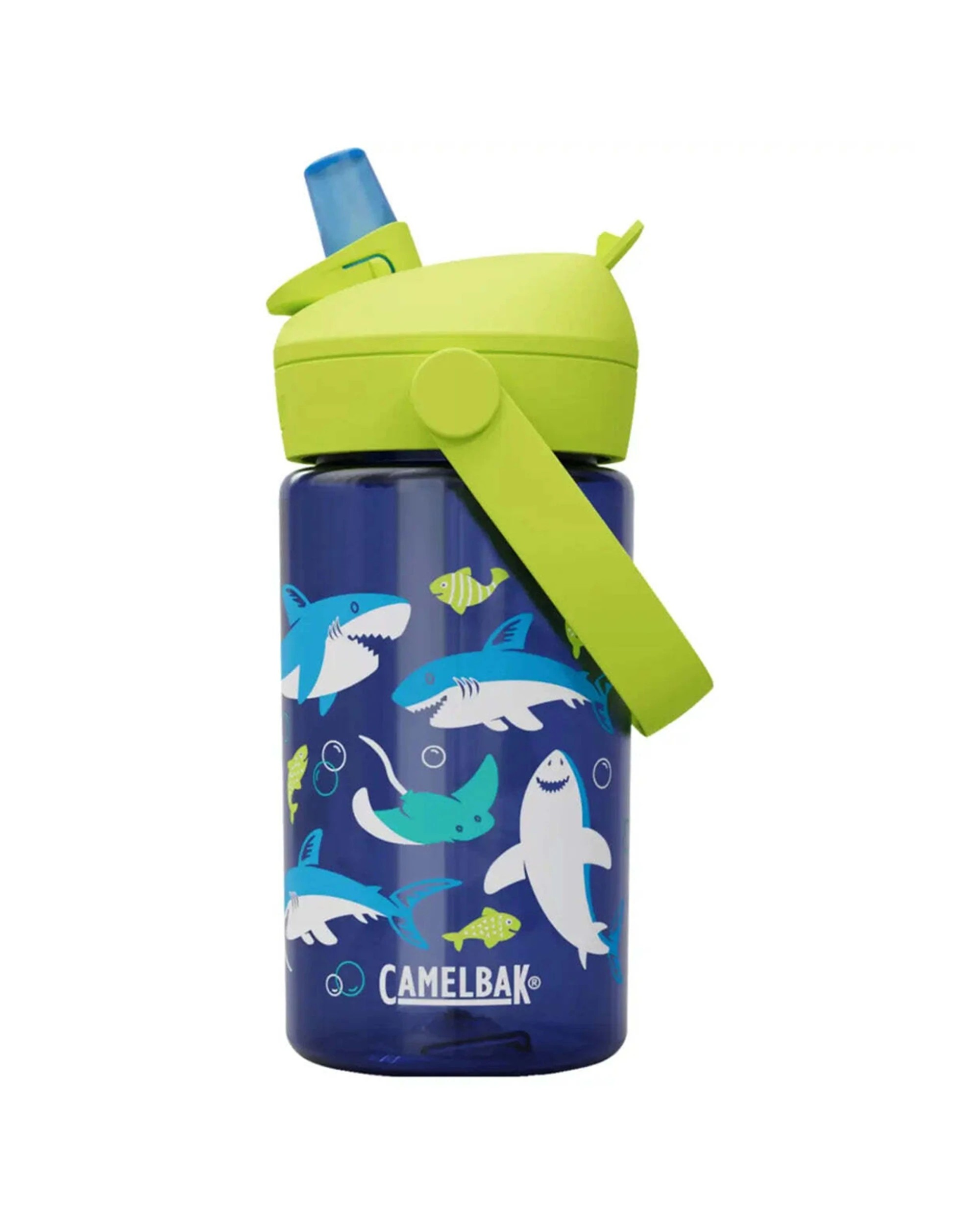 1 CamelBak Kids Thrive Flip Straw 400ml Drink Bottle Leakproof Sharks and Rays - Blue, 1 of 4