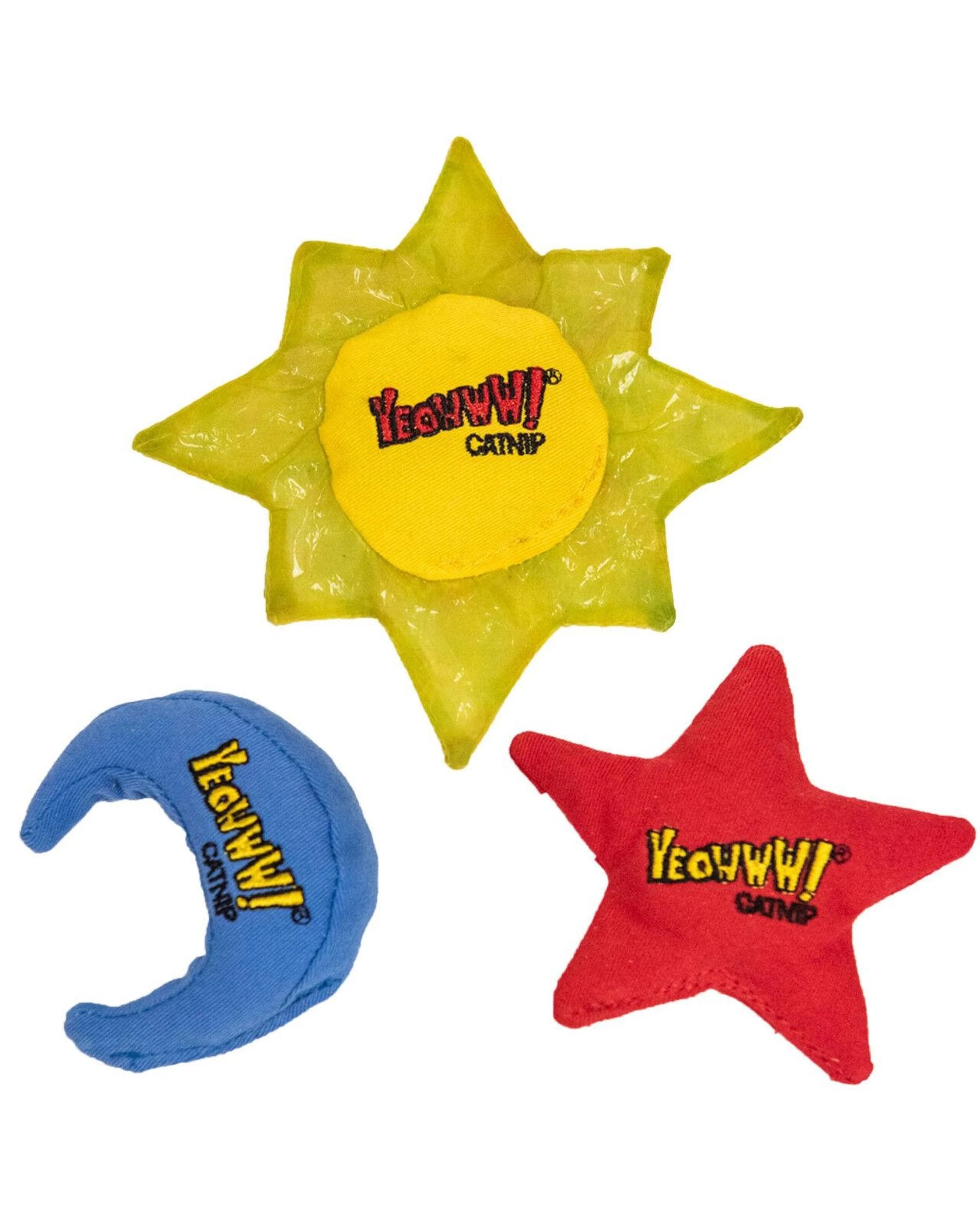 2 Yeowww Sun Moon & Stars Catnip Filled Durable Cotton Twill Cat Toy, 2 of 2