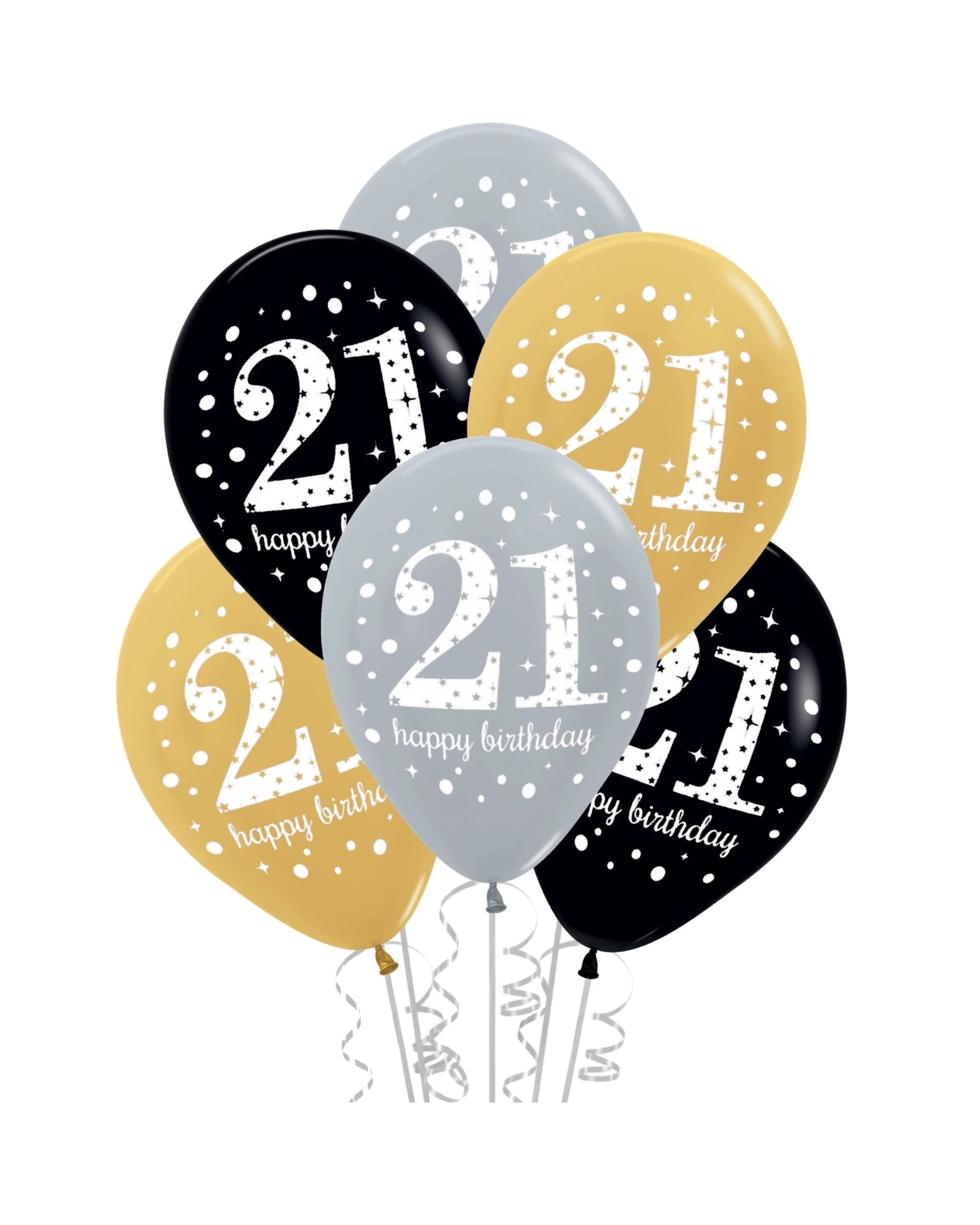 1 Amscan Sparkling Celebration 21st Birthday Balloons Pack of 6 - Multi, 1 of 1