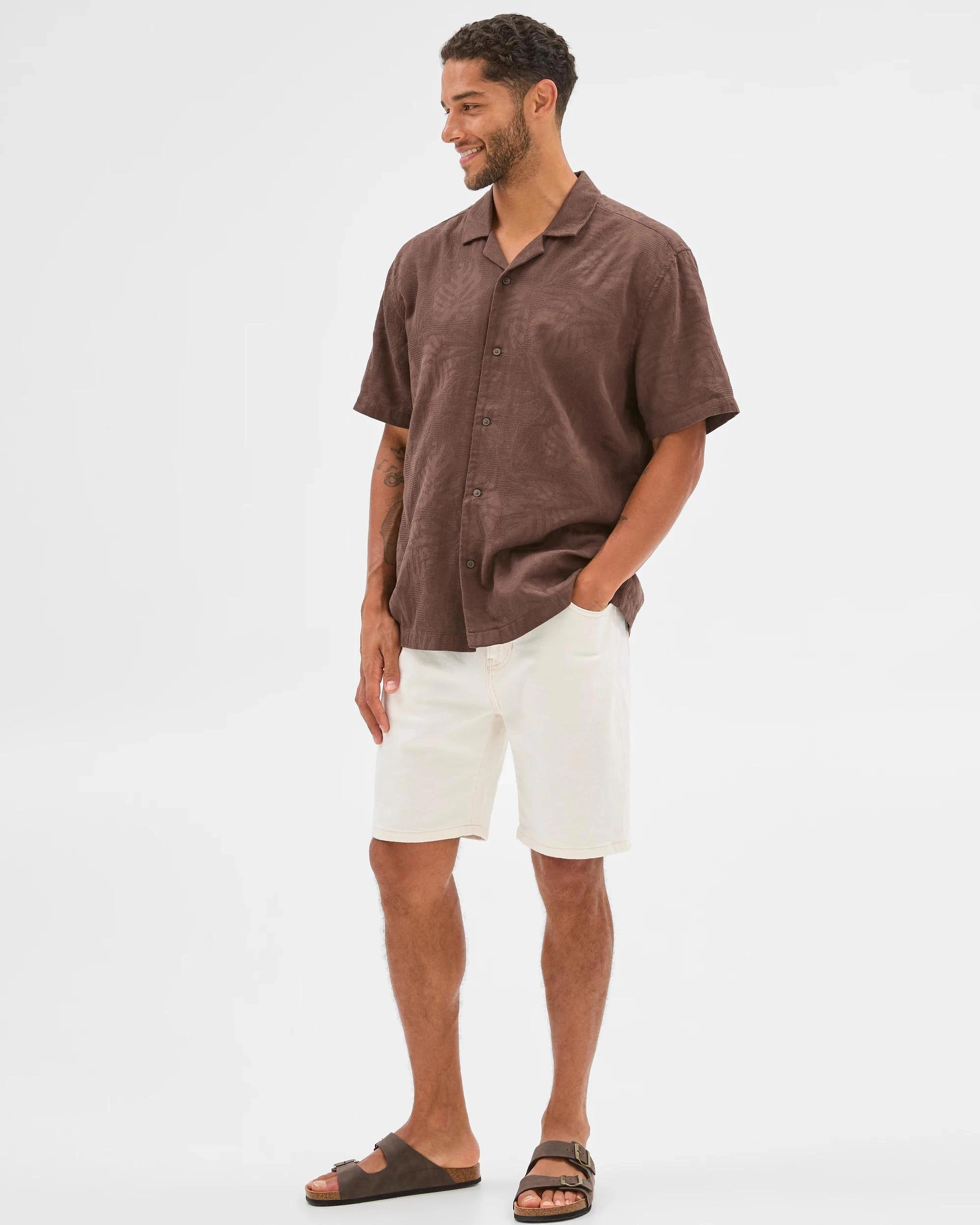 1 Target Australian Cotton Jacquard Floral Print Shirt CHOCOLATE, 1 of 6