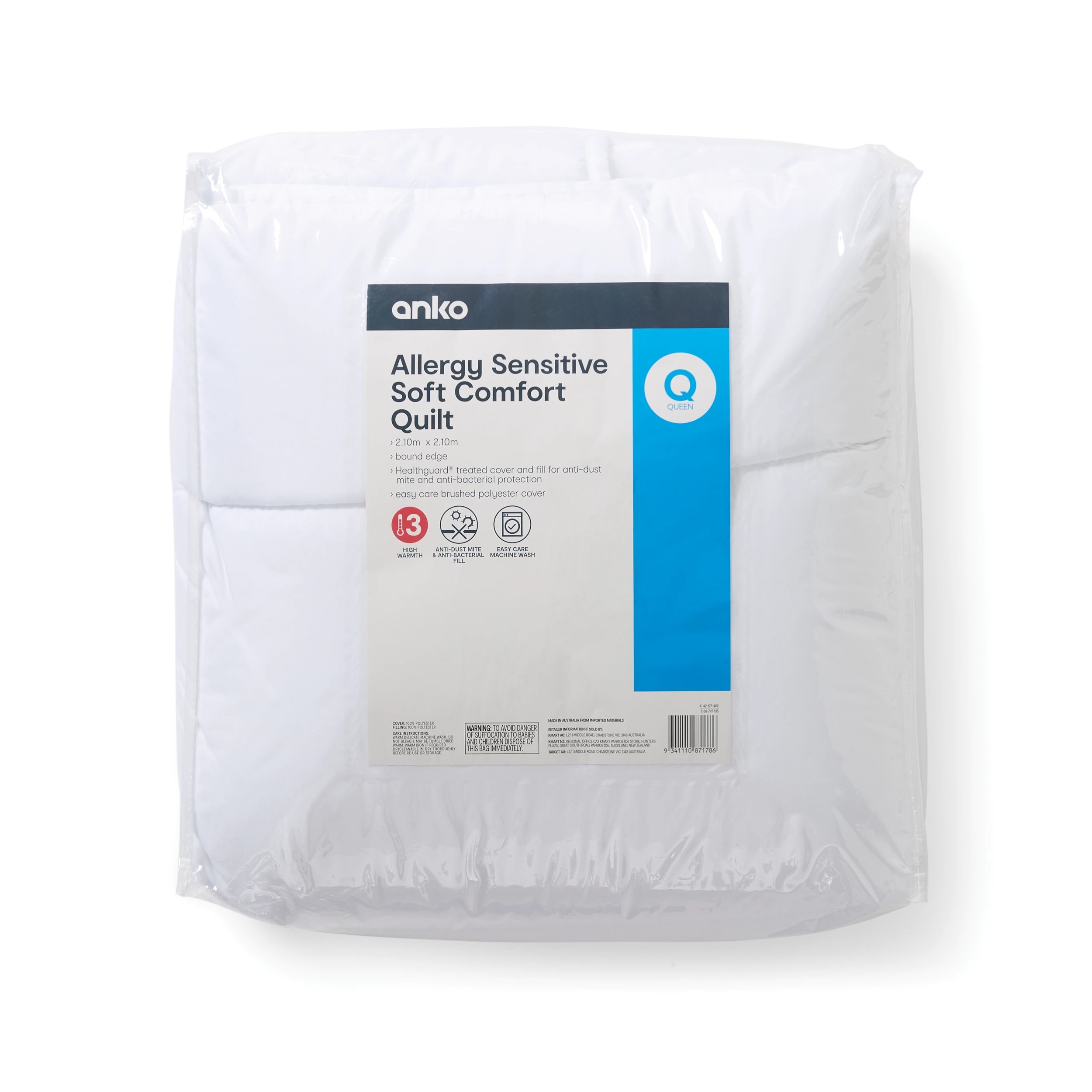 1 High Warmth Allergy Sensitive Soft Comfort Quilt - Queen Bed, White, 1 of 6