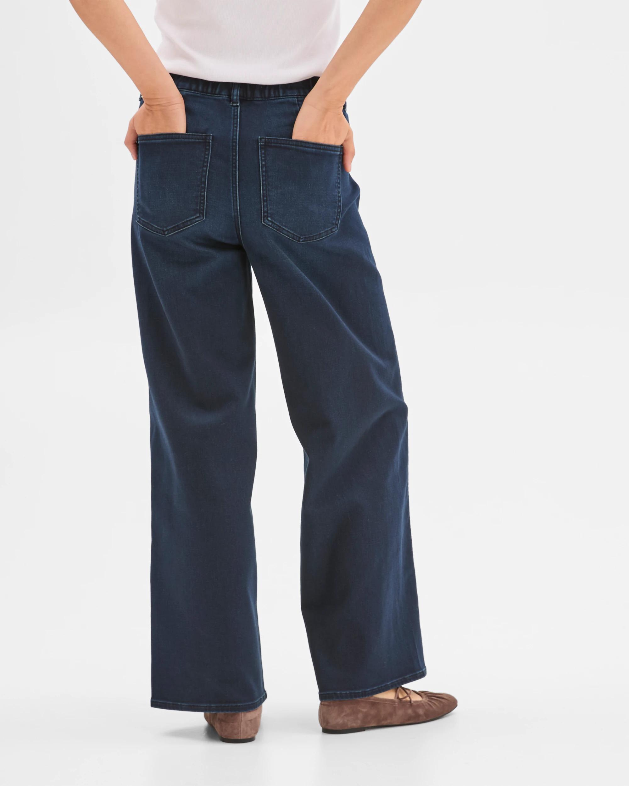 4 Target Denim Pull On Wide Leg Knit Denim Jeans MOONLIGHT, 4 of 5