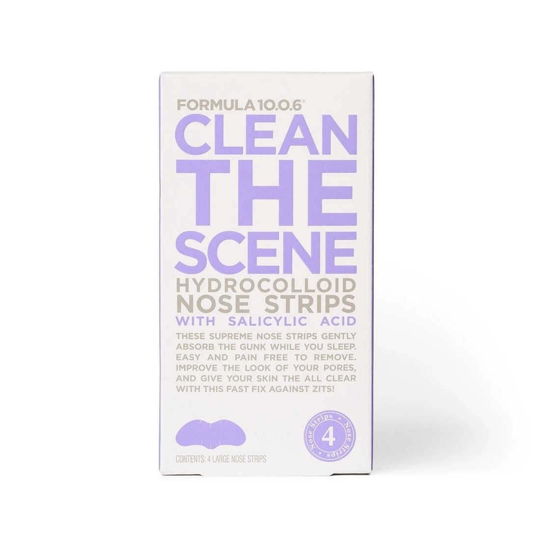 1 4 Pack Formula 10.0.6 Clean the Scene Hydrocolloid Nose Strips - With Salicylic Acid, 1 of 2