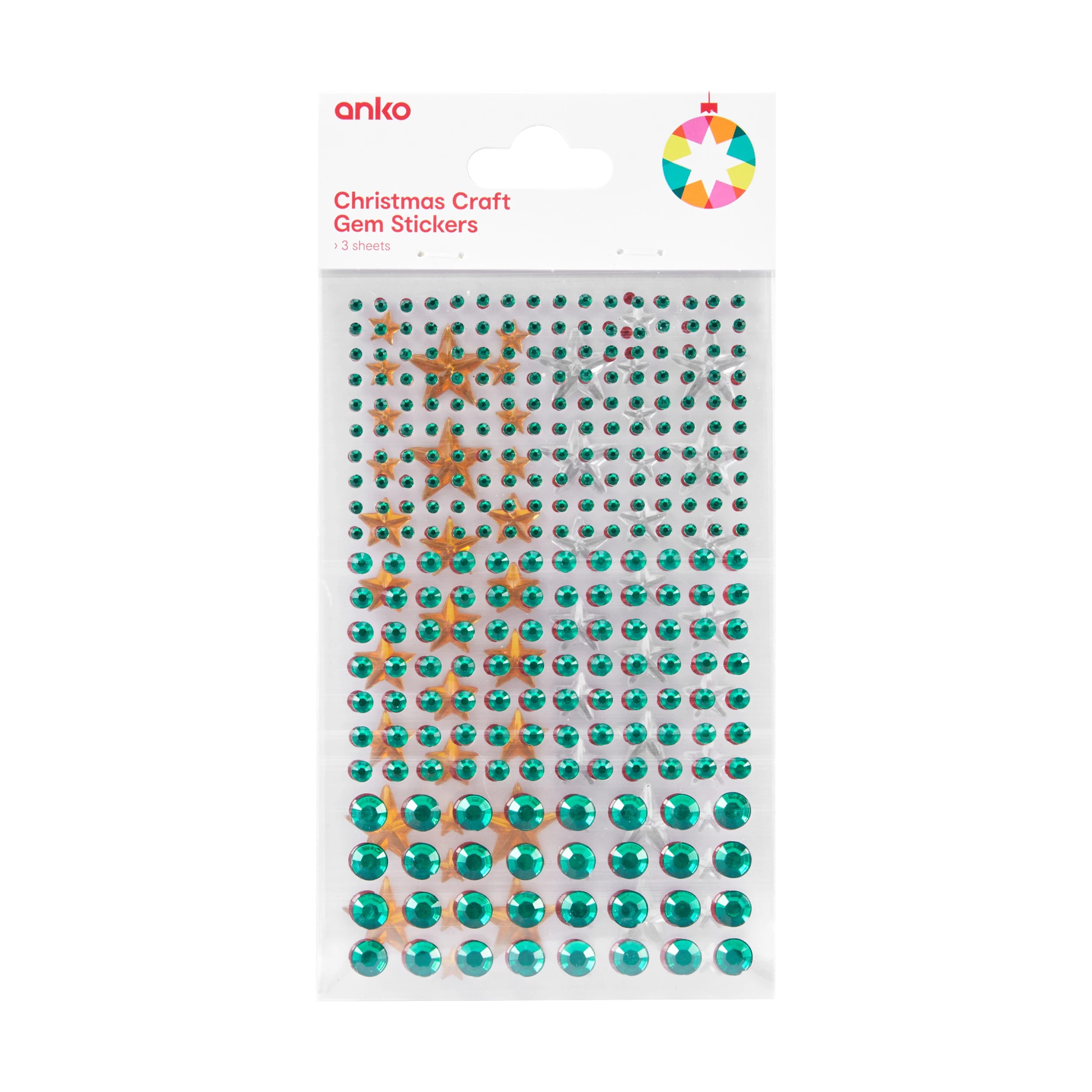 1 Christmas Craft Gem Stickers 3 Pack, 1 of 3