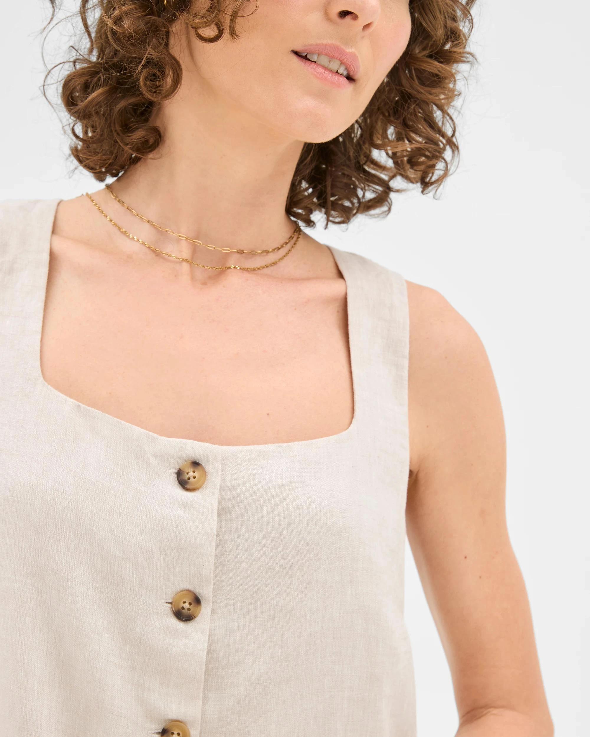 4 Target Woman European Linen Sleeveless A-Line Mini Dress FLAX, 4 of 6