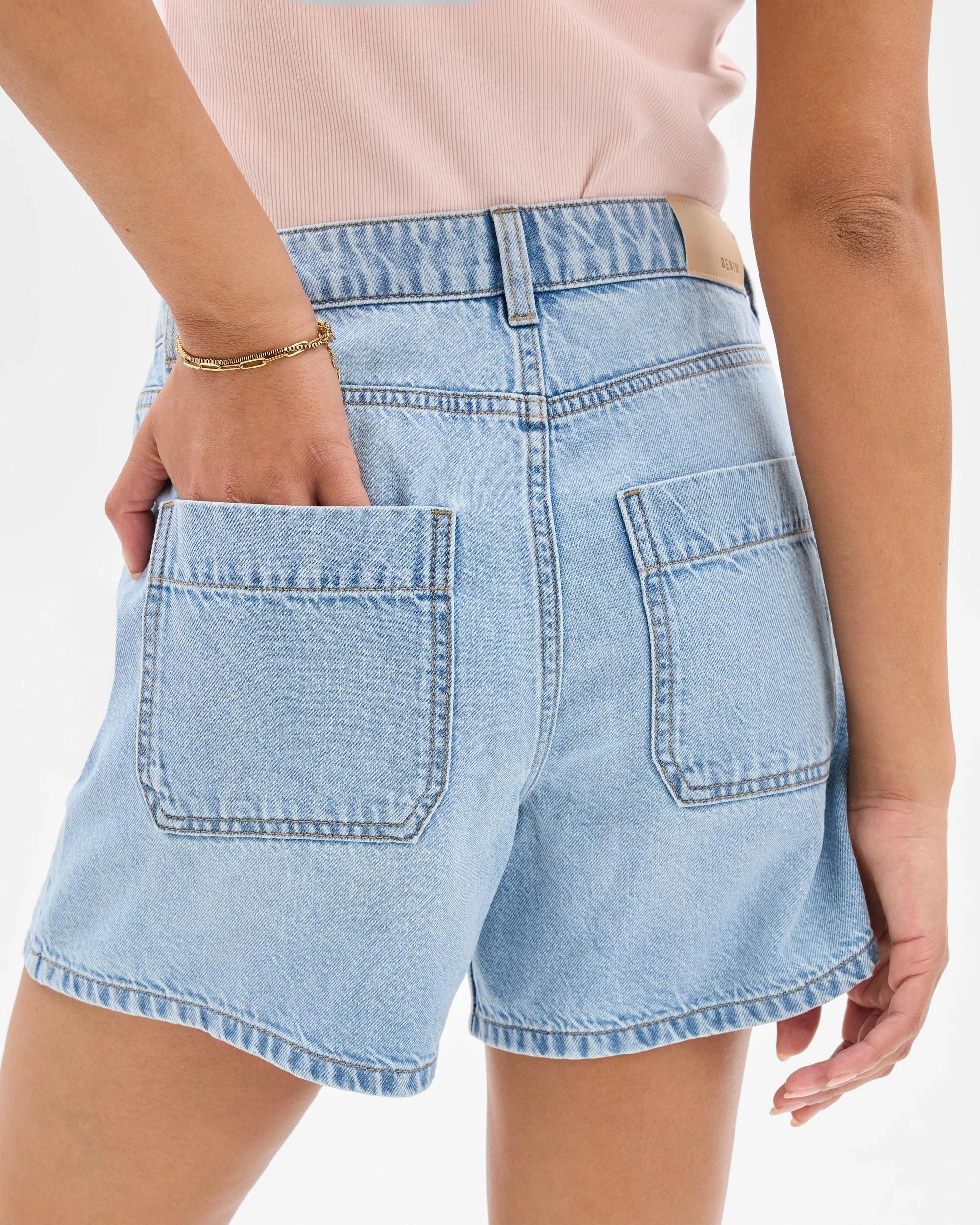 6 Target High Rise A-Line Denim Shorts LIGHT BLUE WASH, 6 of 8