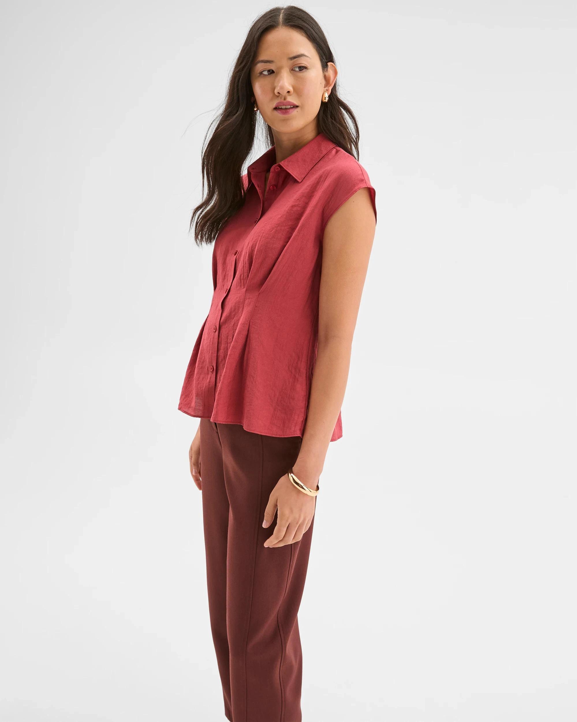 5 Preview Sleeveless Waist Tuck Shirt POMEGRANATE, 5 of 7