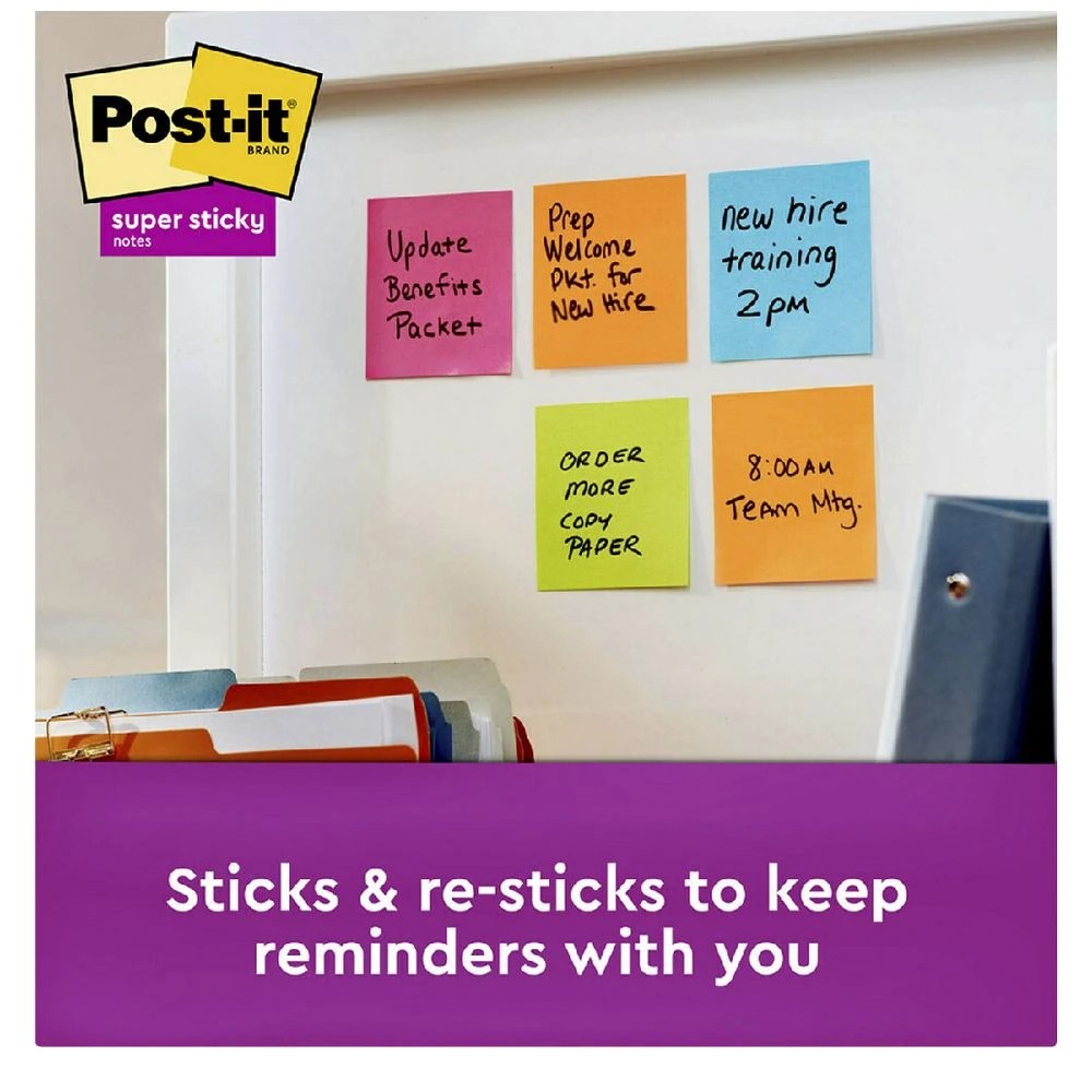 3 Post-it Super Sticky Dispenser Notes 76mm Energy Boost 6 Pack, 3 of 9