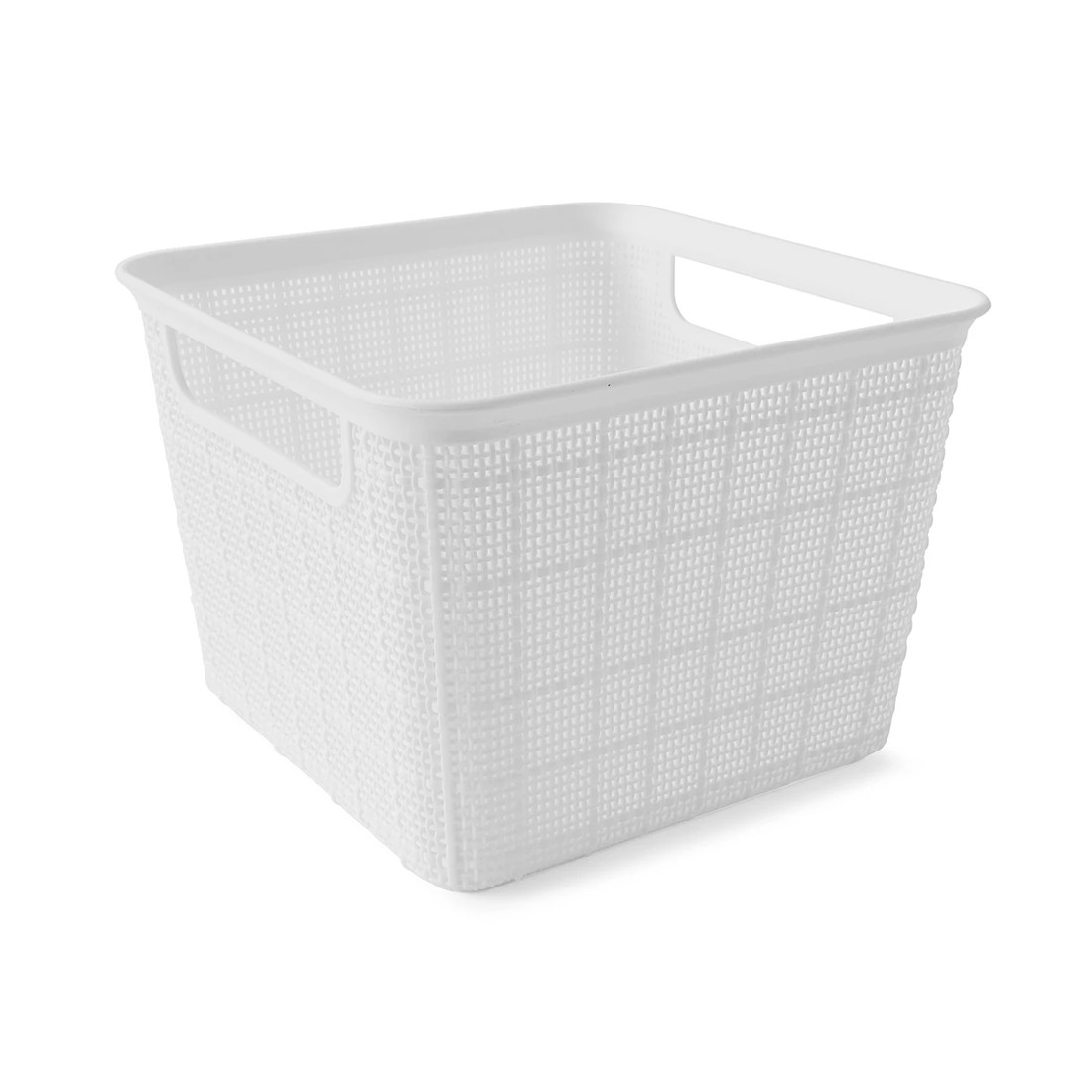 5 3.5L Linen Weave Square Basket - White, 5 of 8