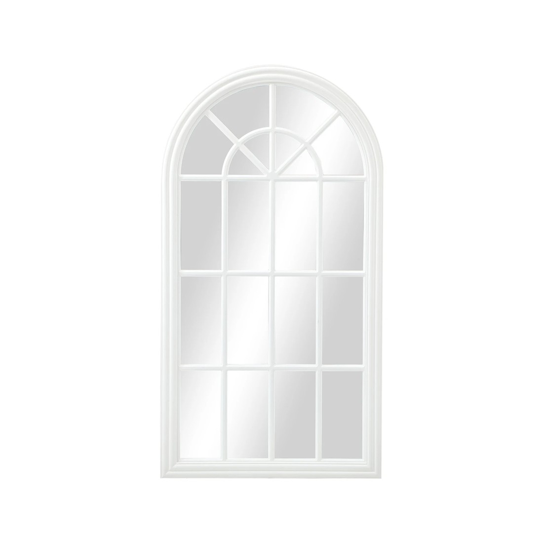 9 Oikiture Wooden Window Mirror Arched Wall Mirrors Decor 130x70cm
 - White, 9 of 9