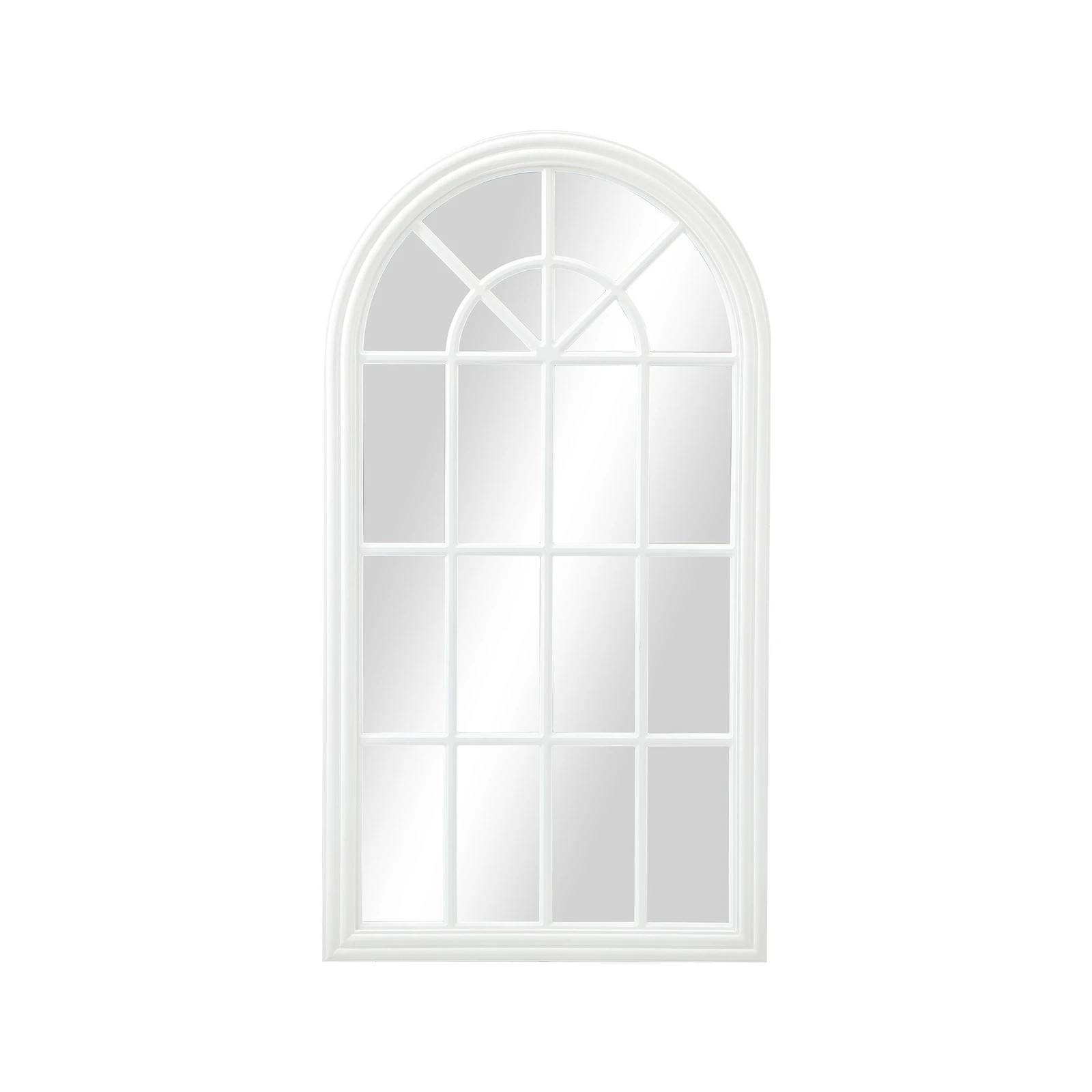 9 Oikiture Wooden Window Mirror Arched Wall Mirrors Decor 130x70cm
 - White, 9 of 9