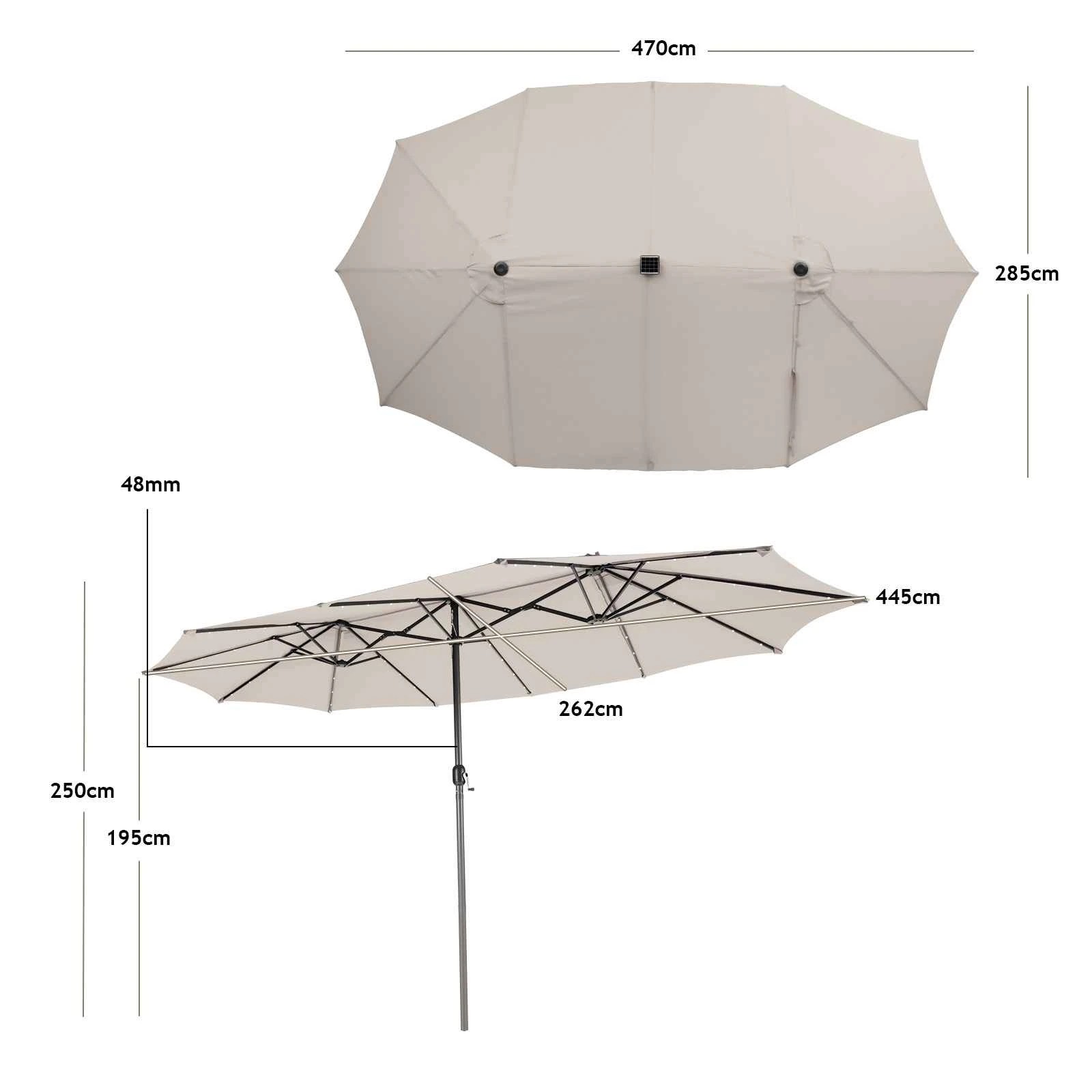 1 Costway Double-Sided Patio Umbrella w/Solar Lights - Beige, 1 of 1