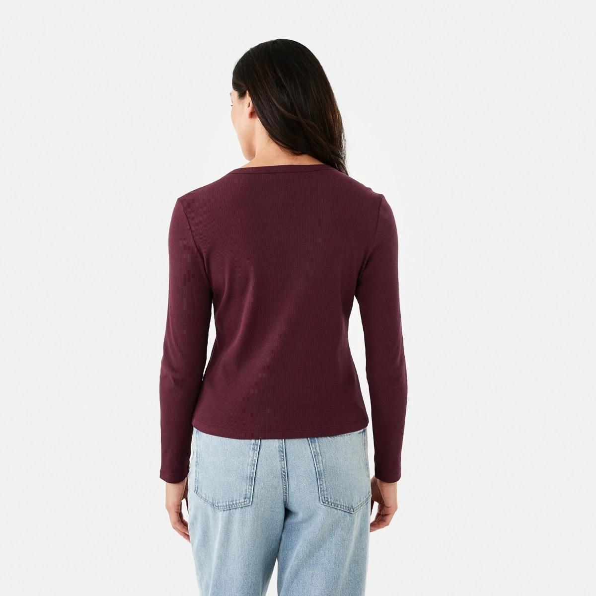 4 Long Sleeve Rib Crew T-shirt Burgundy, 4 of 6
