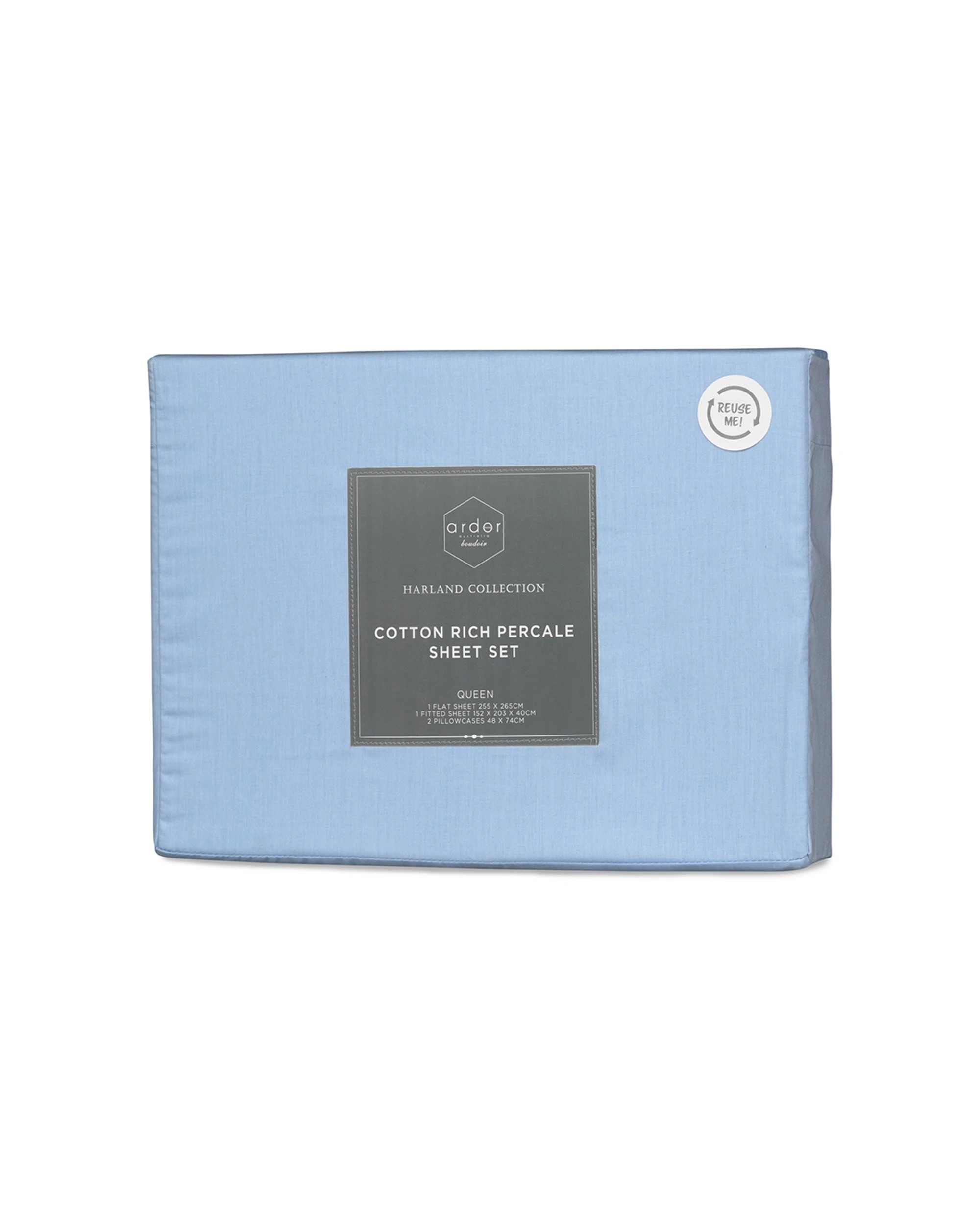 2 Ardor Boudoir 225TC Cotton Rich Polyester Breathable Complete Bedding Sheet Set Light - King Bed - Blue, 2 of 2
