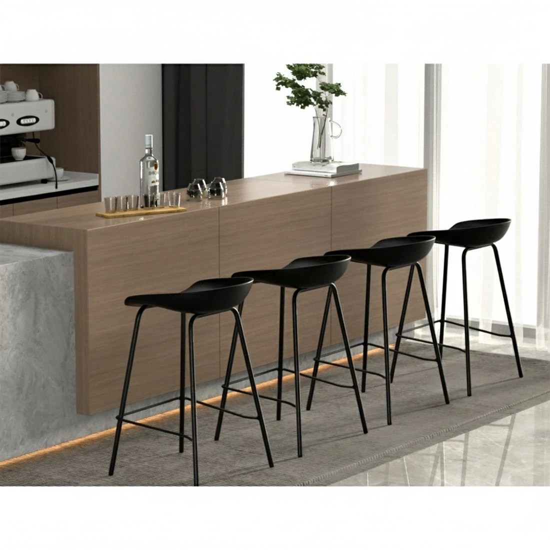 4 Artiss 4x Bar Stools Kitchen Counter Stools Metal - Black, 4 of 5