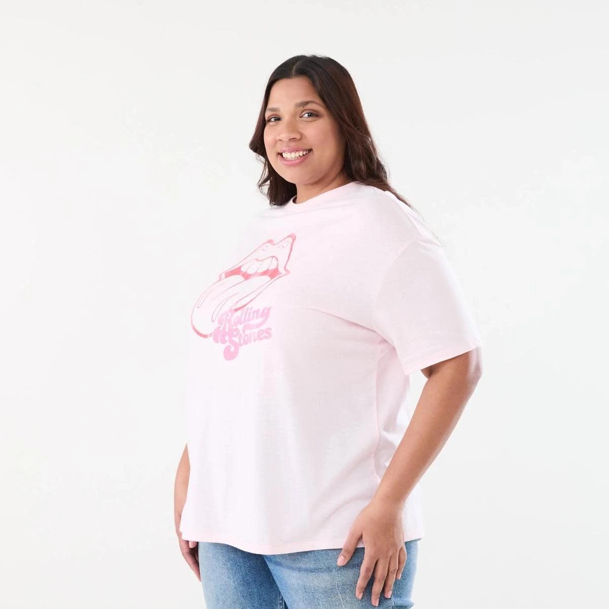 2 Curve Rolling Stones License Short Sleeve T-shirt ROLLING STONES PINK, 2 of 6
