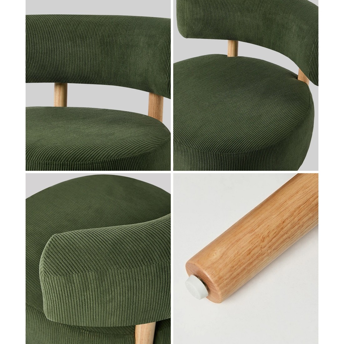 5 Oikiture Wooden Armchair Lounge Chair Velvet Accent Armchairs - Green, 5 of 10