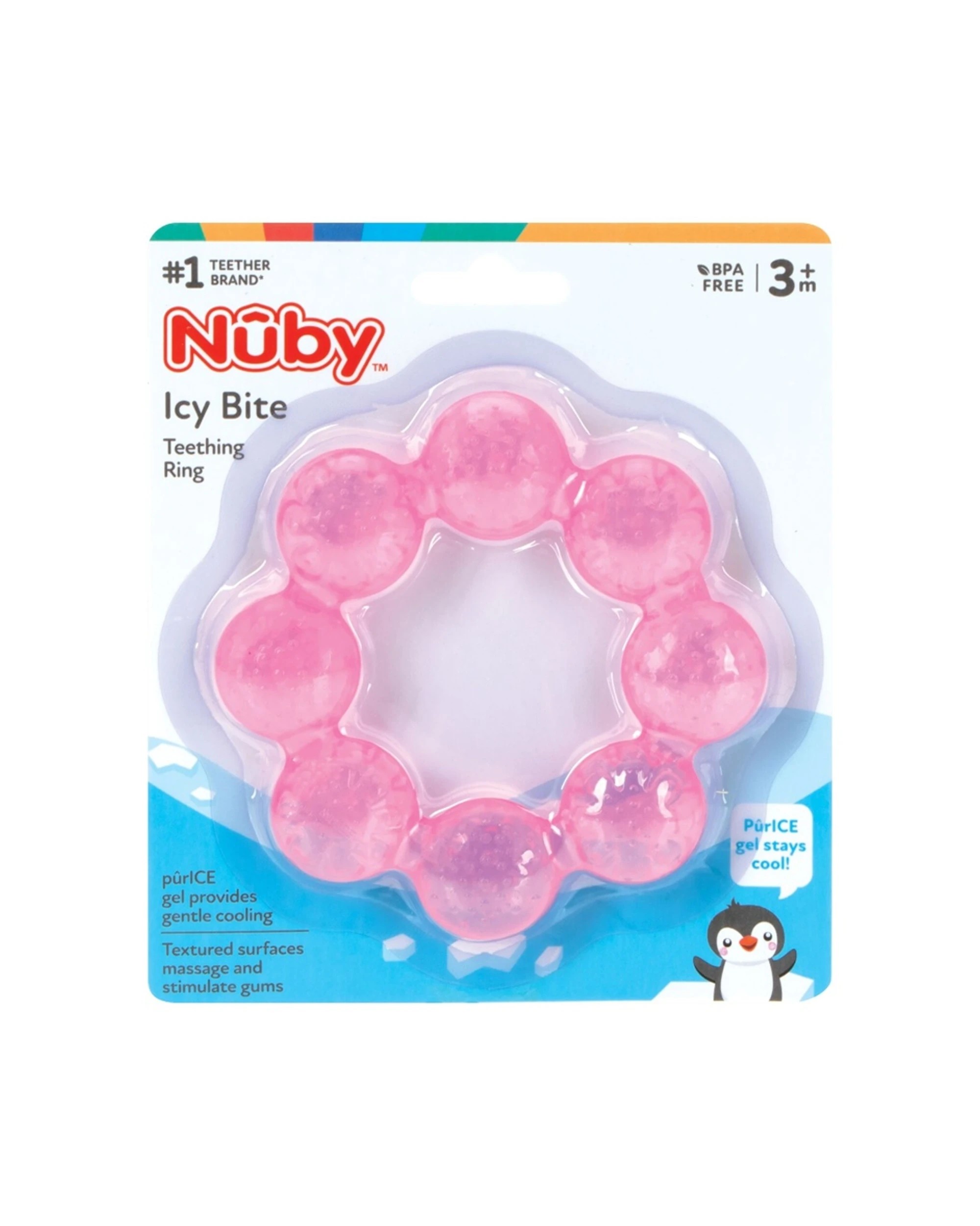 1 Nuby Icybite Teething Ring Cool Textured Soother Chew Baby Toy - Multi, 1 of 1