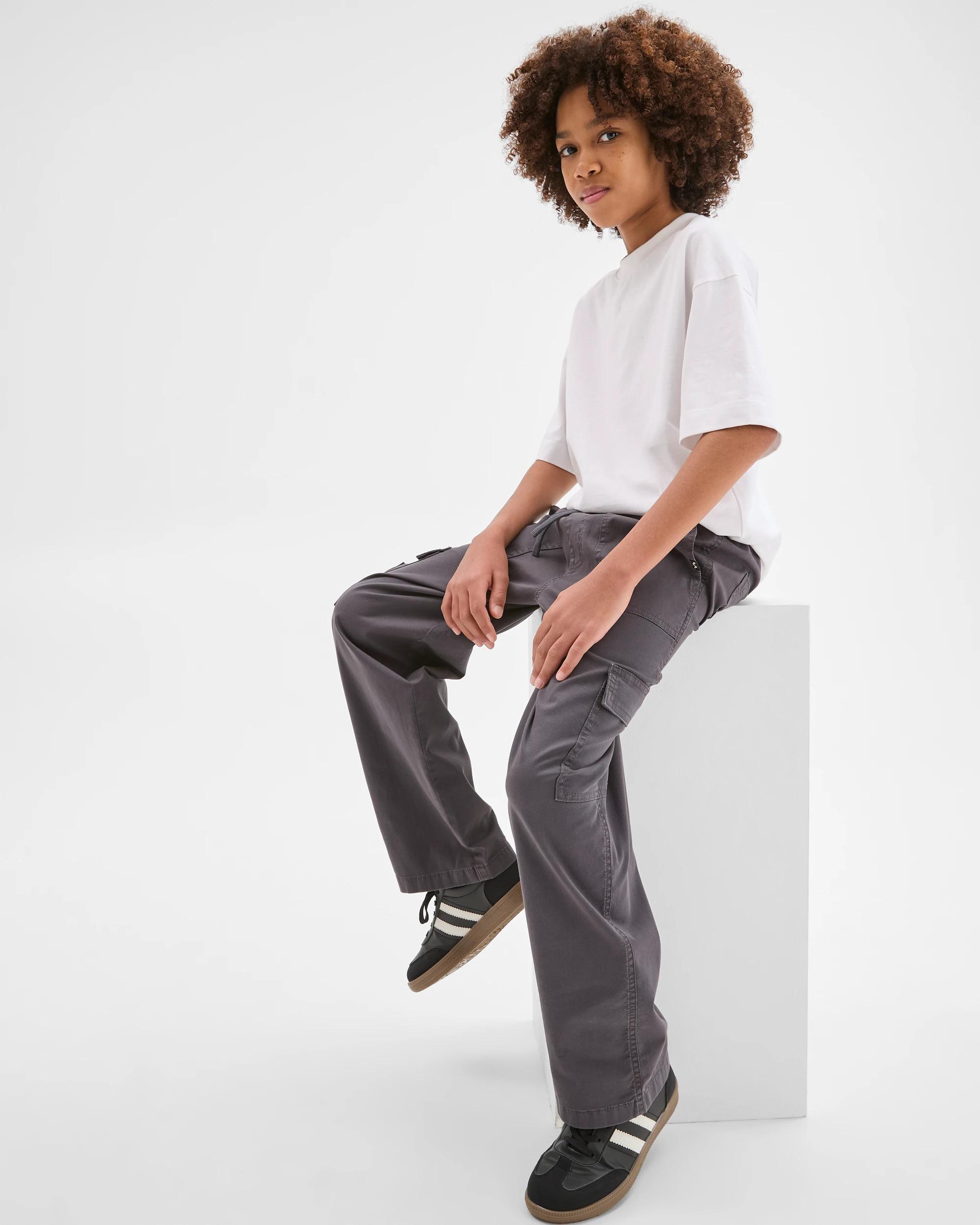 2 Target Kids Loose Fit Cargo Pants CHARCOAL, 2 of 8