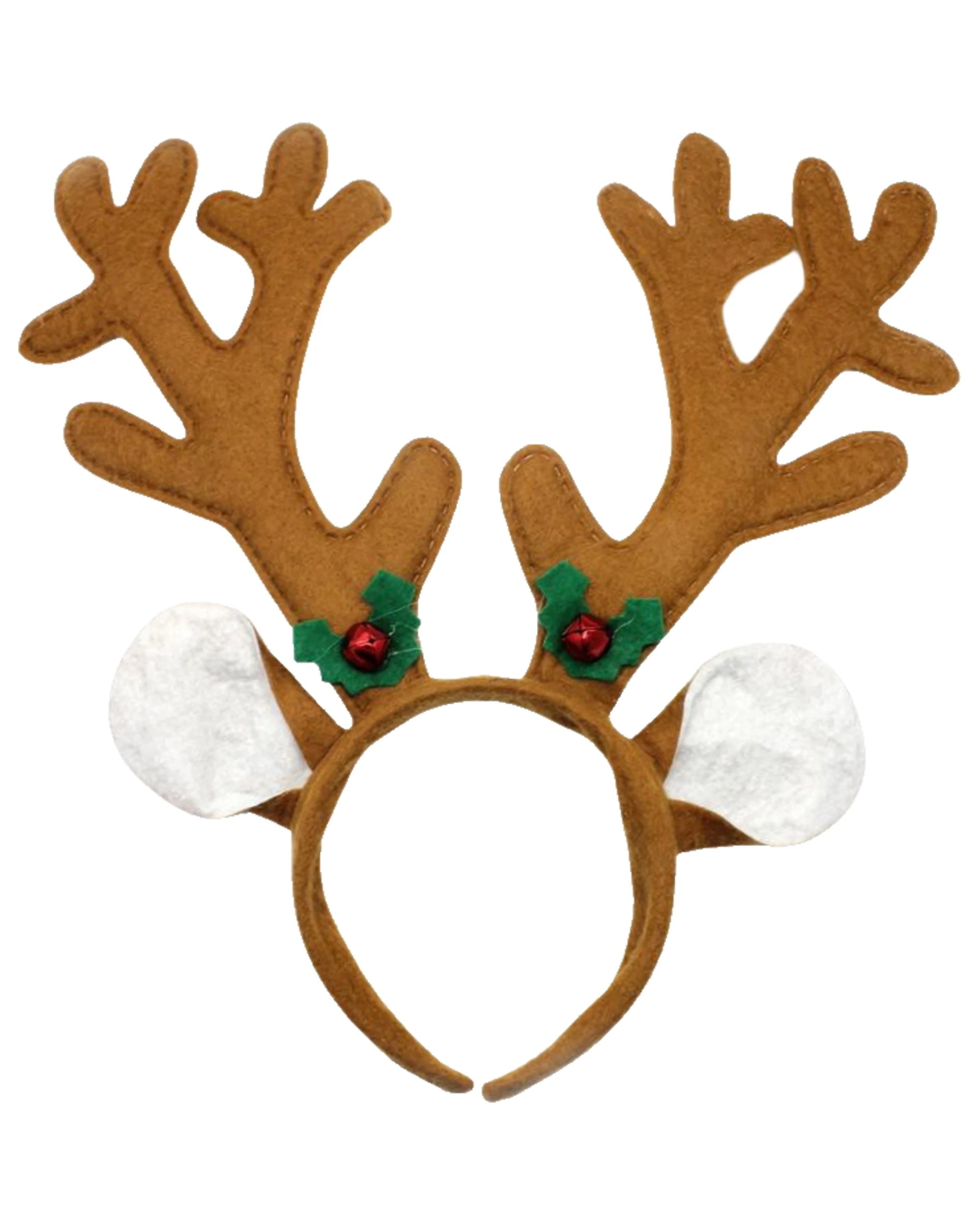 1 JD Party Reindeer Ears & Antlers Headband with Bells - One Size - Brown, 1 of 1