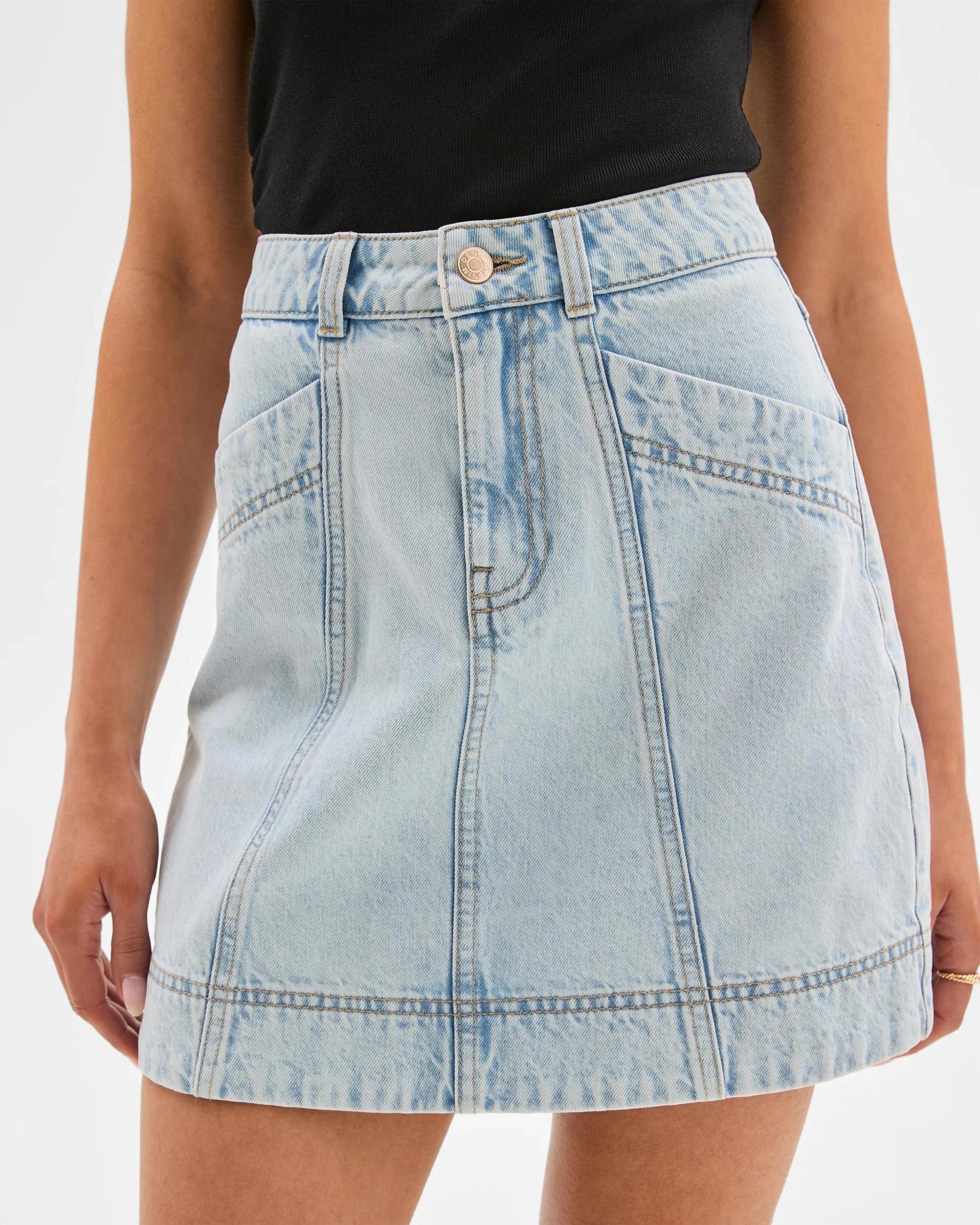 5 Target Petites Slant Pocket Mini Denim Skirt SUNBLEACHED BLUE, 5 of 7