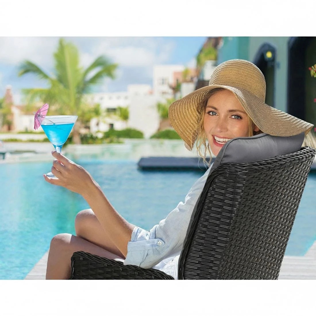 5 Gardeon 2PC Recliner Chairs Sun lounge Wicker Lounger Outdoor Furniture - Black, 5 of 5