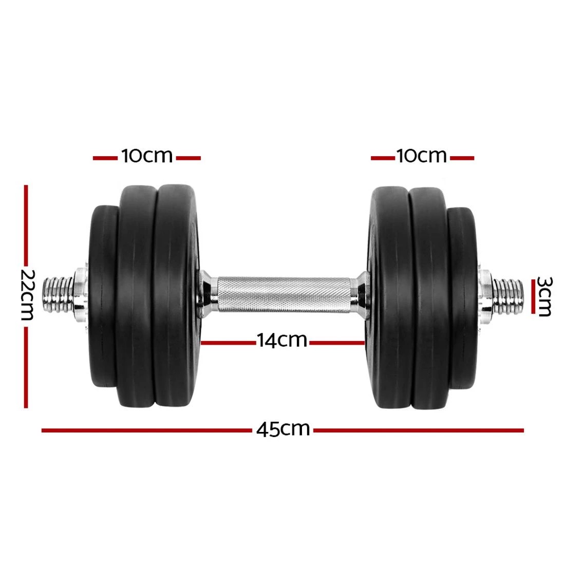 2 Everfit 30kg Dumbbell Set Weight Plates Dumbbells Lifting Bench - Black, 2 of 6