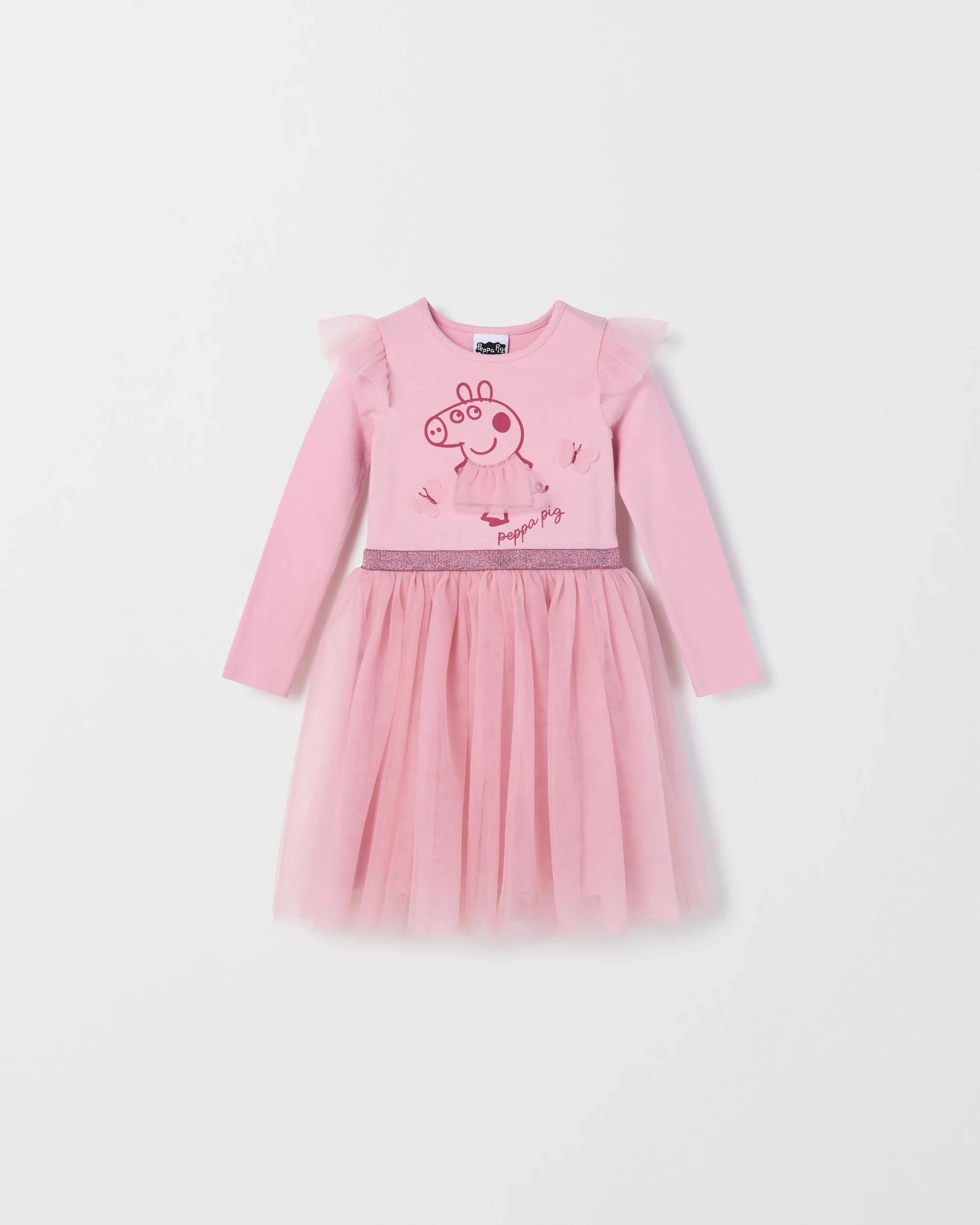 1 Peppa Pig License Australian Cotton Knit/Tulle Dress PINK, 1 of 1