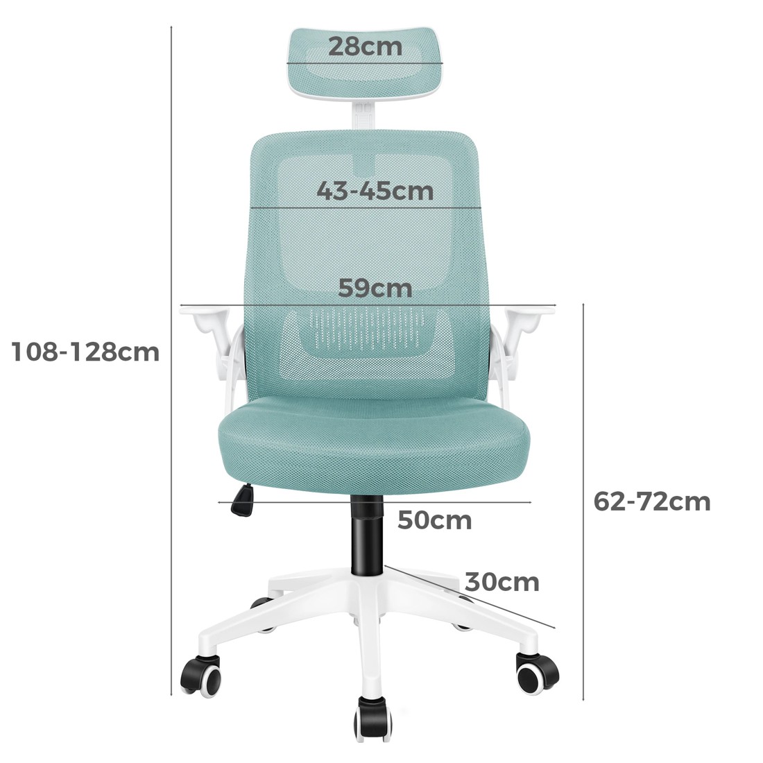 6 Alfordson Mesh Office Chair Executive Computer Seat Fabric Tilt Gaming Racing - Cyan, 6 of 10
