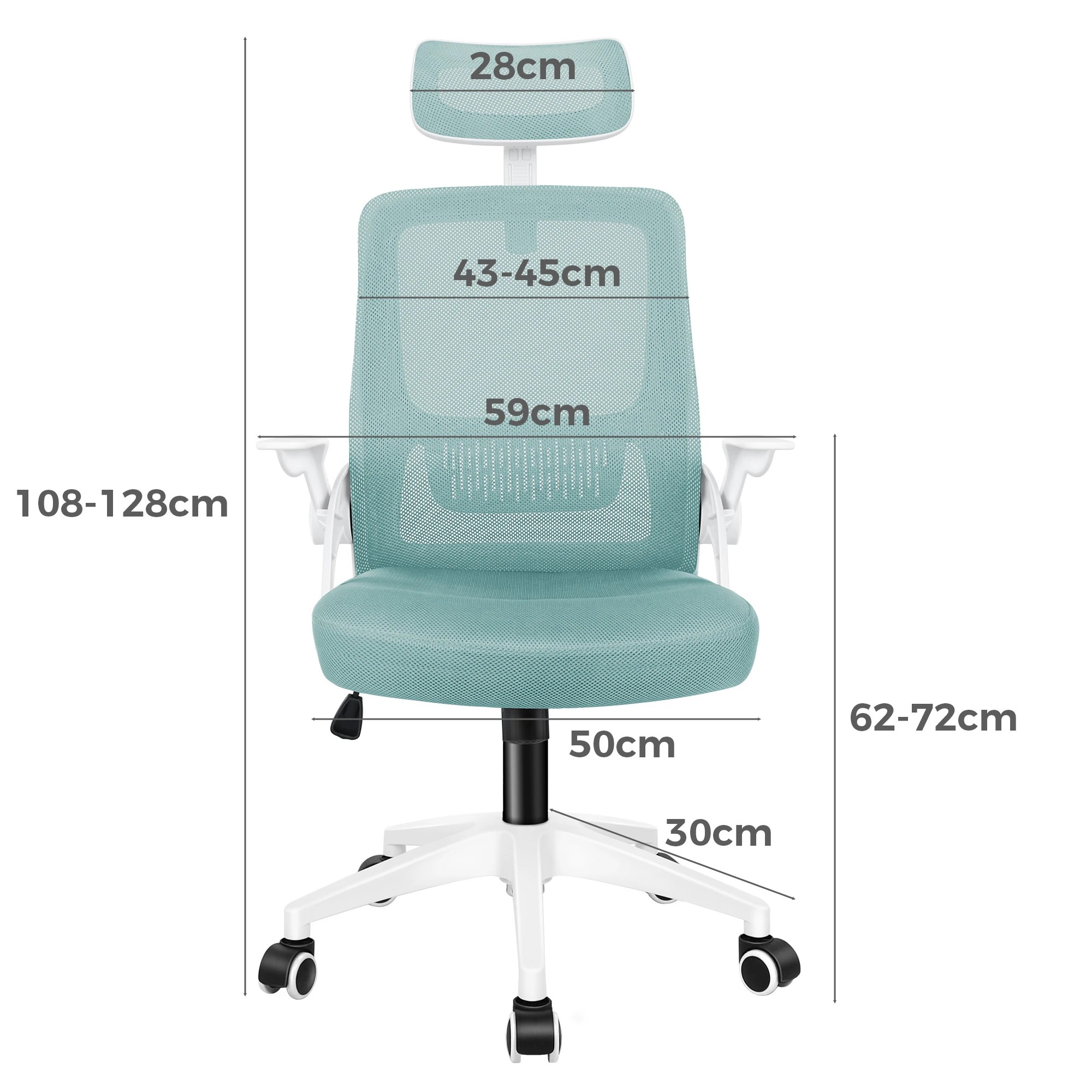 6 Alfordson Mesh Office Chair Executive Computer Seat Fabric Tilt Gaming Racing - Cyan, 6 of 10