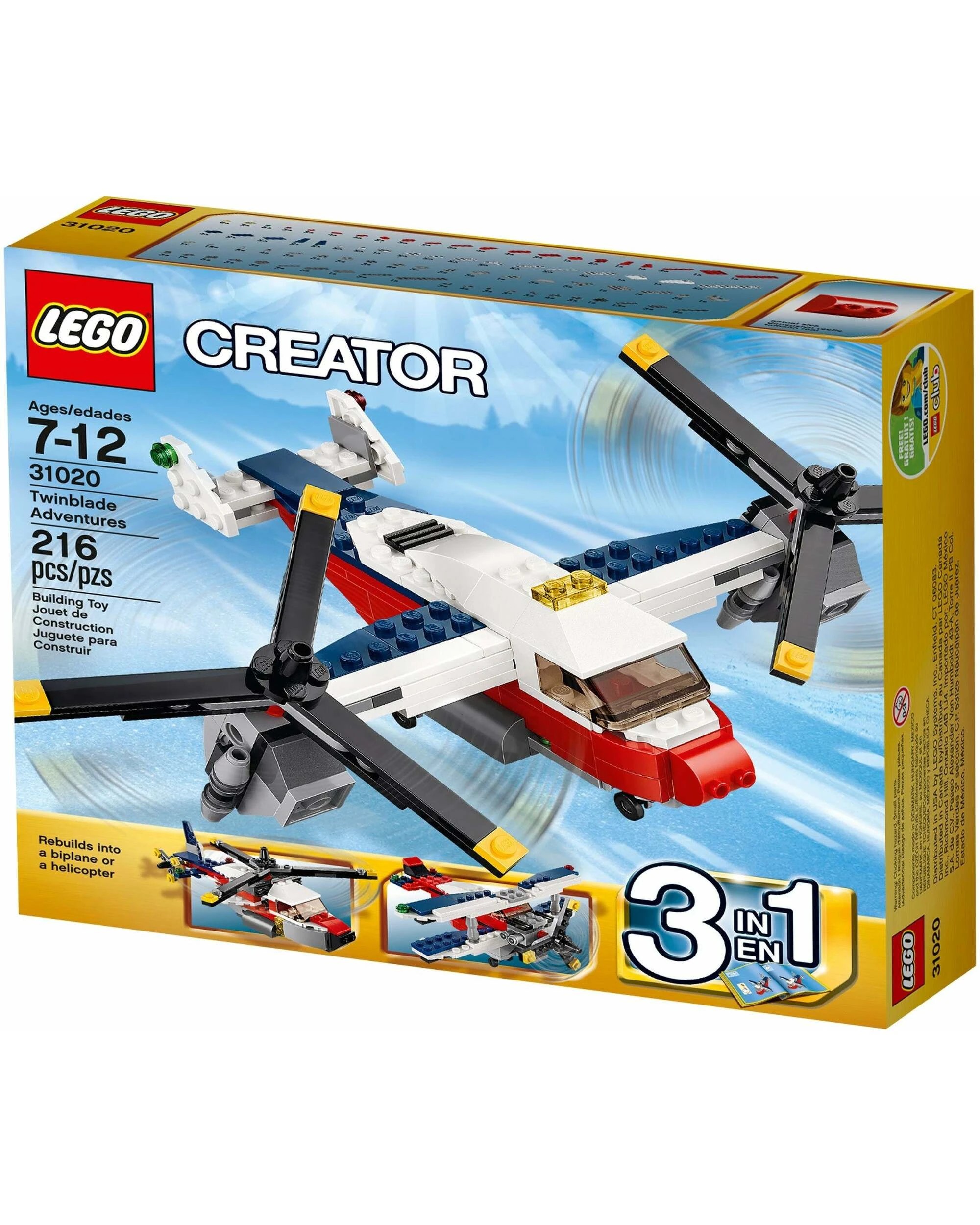 1 LEGO 31020 Twinblade Adventures 3-in-1 Airplane, Biplane, Helicopter, 1 of 5