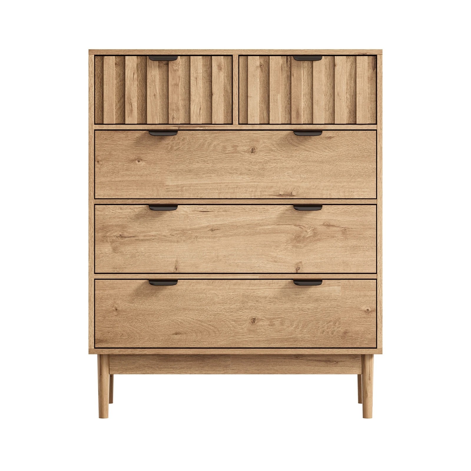 6 Oikiture 5 Chest of Drawers Dresser Tallboy Modern Nightstand Stripe - Natural, 6 of 8