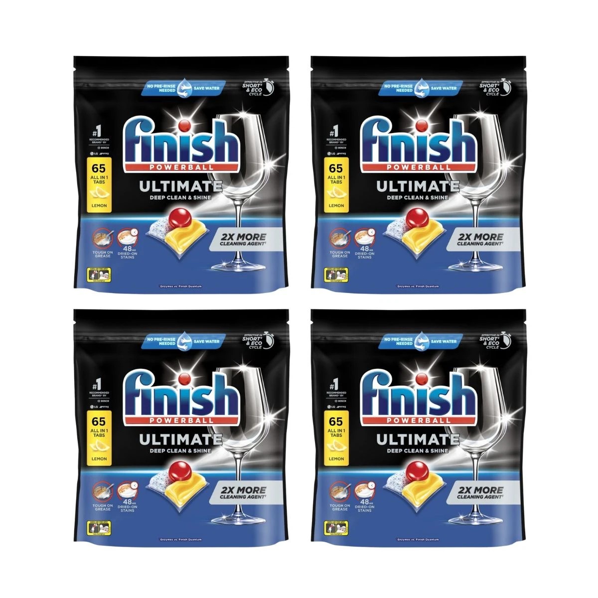1 Finish Ultimate Deep Clean & Shine Dishwasher Tablets Lemon 65'Sx4, 1 of 1
