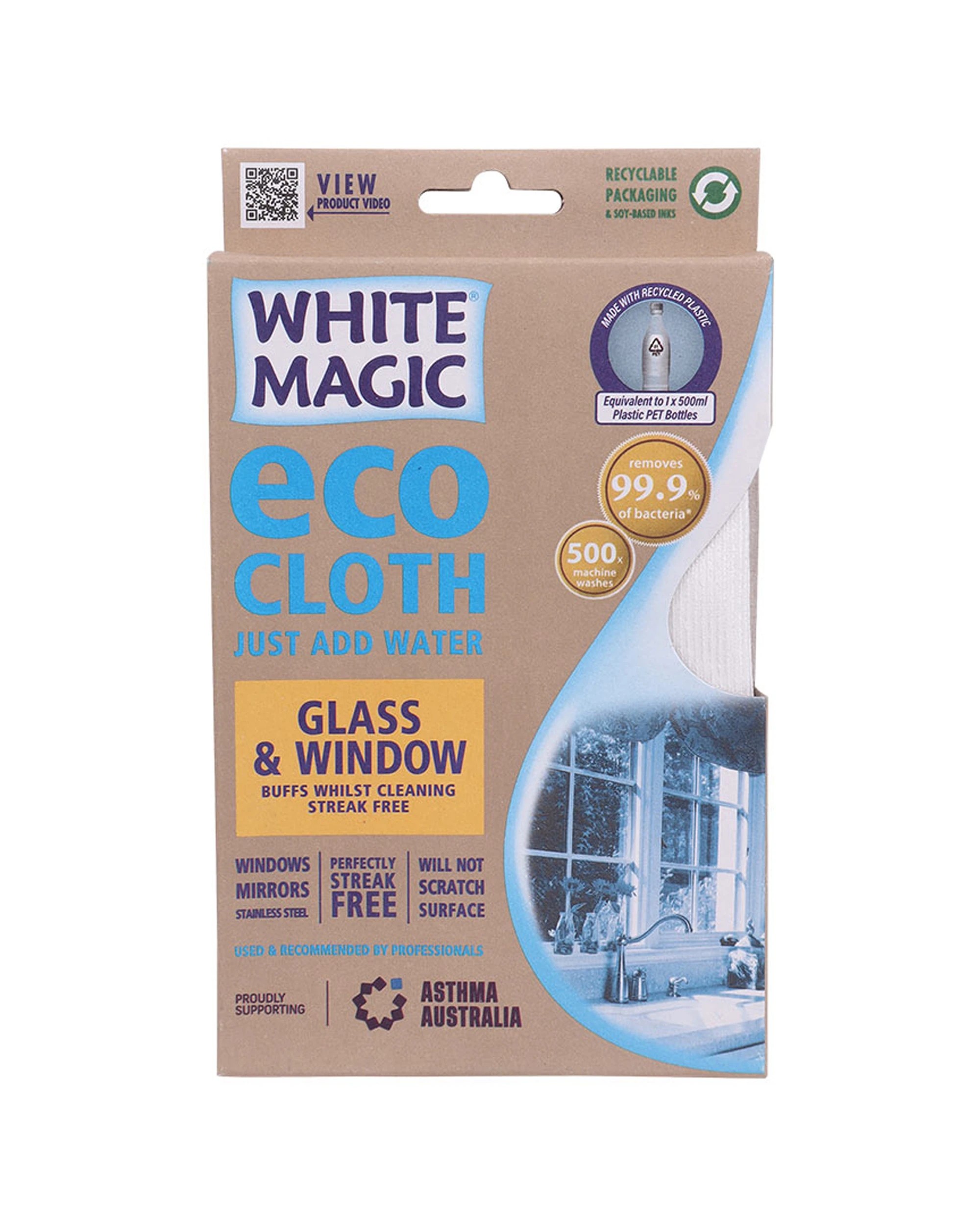 4 White Magic Microfibre Glass And Window Eco Cloth 32 X 32cm 1 Pack - White, 4 of 4